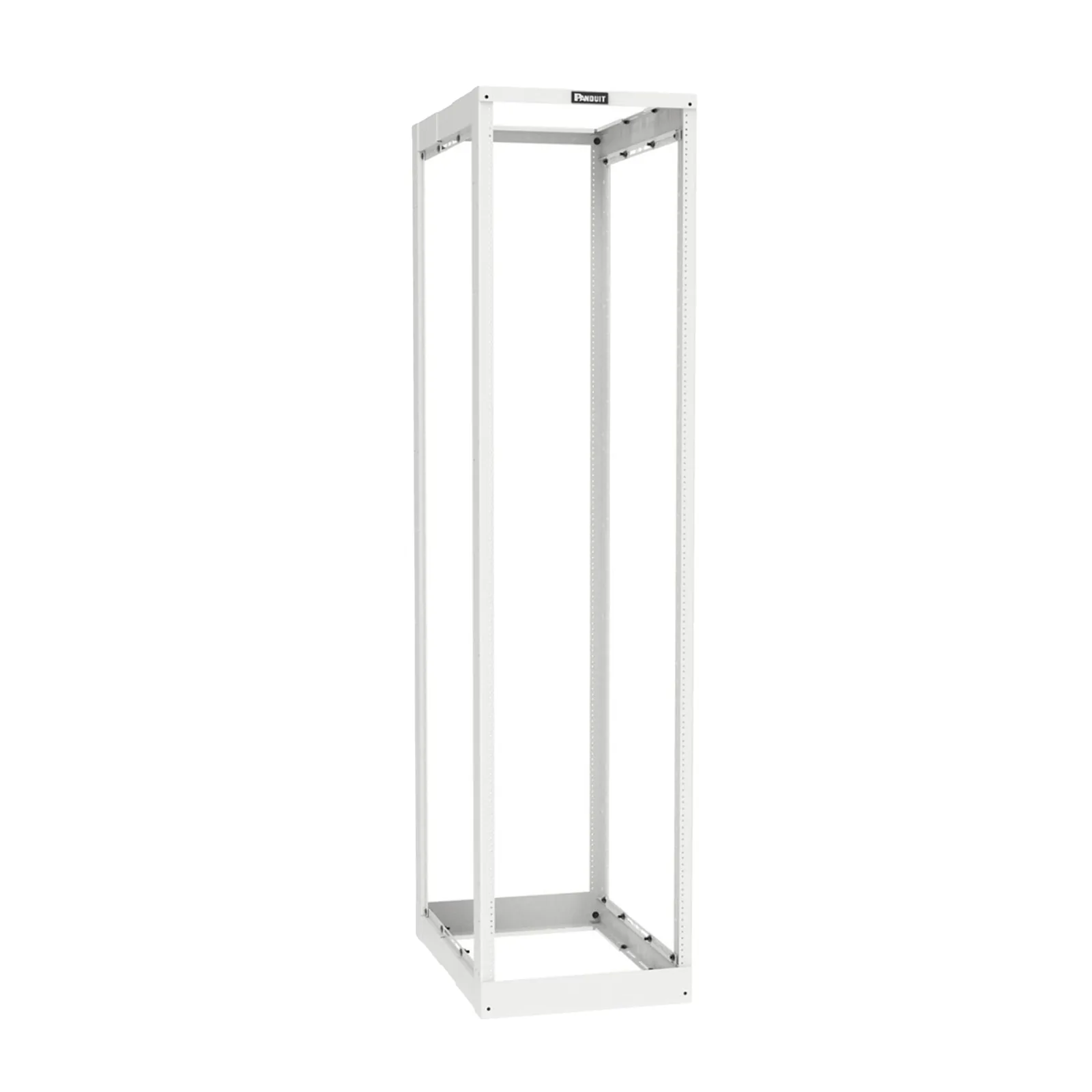 Rack de Cuatro Postes Estándar de 19", Rieles Roscados #12-24, Profundidad Ajustable de 23 a 42 in, 45 Unidades de Rack, Color Blanco