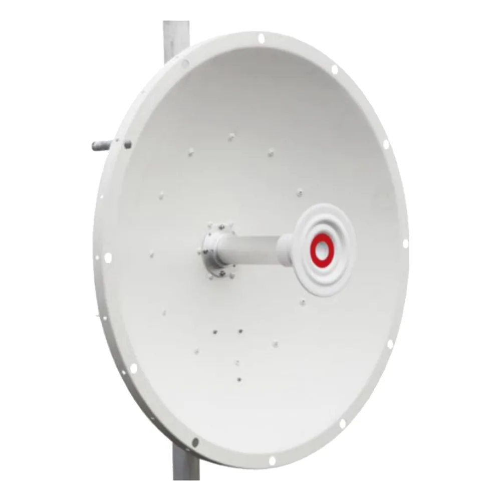 Antena direccional de 2ft, 5.1 a 7.1 GHz, Ganancia 30 dBi, Conectores RP-SMA Hembra, Polarización doble, incluye montaje para torre o mástil