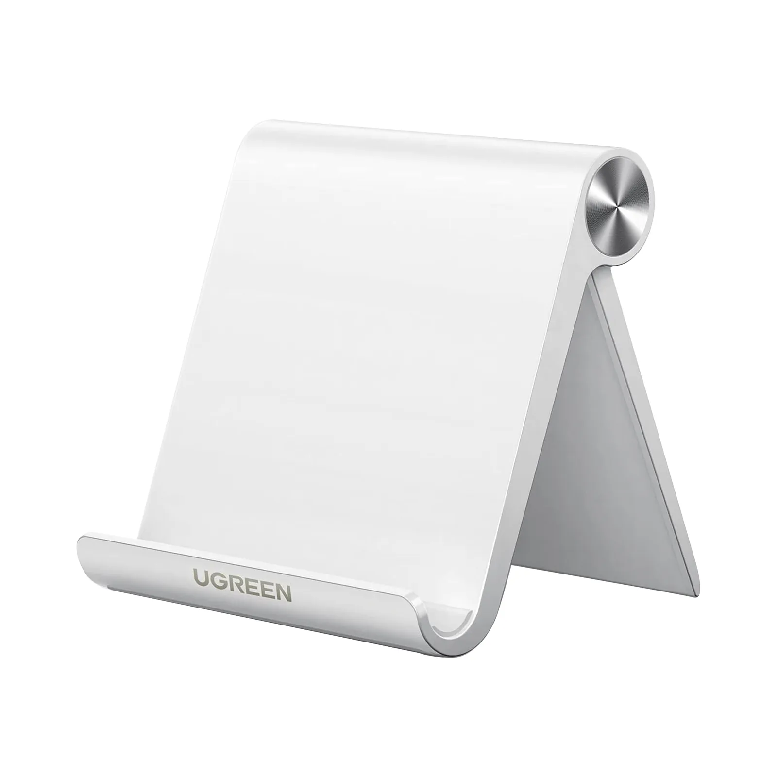 Soporte de Escritorio para Telefono Celular / Ajustable de 0° a 100° / Goma Antiarañazos / Antideslizante / Amplia Compatibilidad con dispositivos de 4'' a 7.9'' / Plegable / ABS / Color Blanco