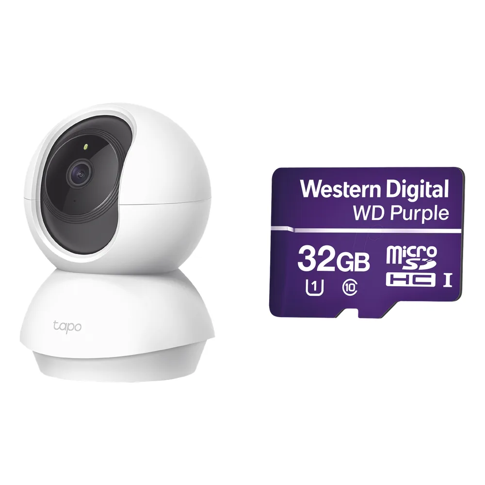 Kit de Cámara IP Wi-Fi / Incluye 1 Pieza Modelo TAPOC200 / 2 Megapixel / Audio Doble Vía / Utiliza La App Tapo / 1 Memoria Micro SD Modelo Mod WD32MSD