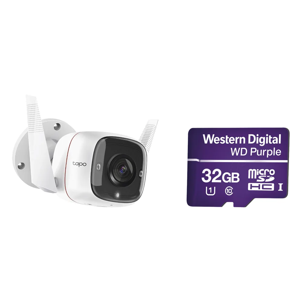 Kit de Cámara IP Wi-Fi / Incluye 1 Pieza Modelo TAPOC310 / 2 Megapixel / Audio Doble Vía / Utiliza la App Tapo / 1 Memoria Micro SD Modelo WD32MSD