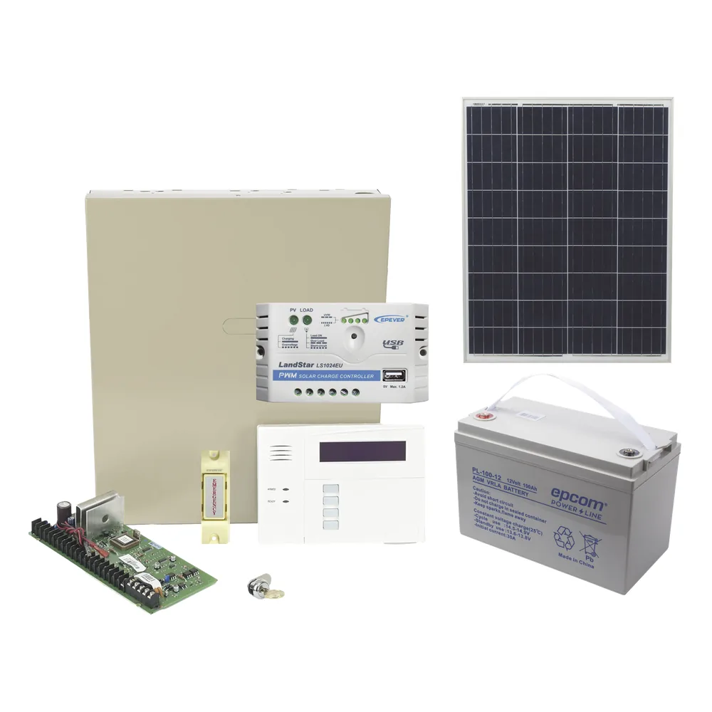 Kit de panel de alarma con alimentación solar, controlador de carga y batería para sitios sin energía eléctrica