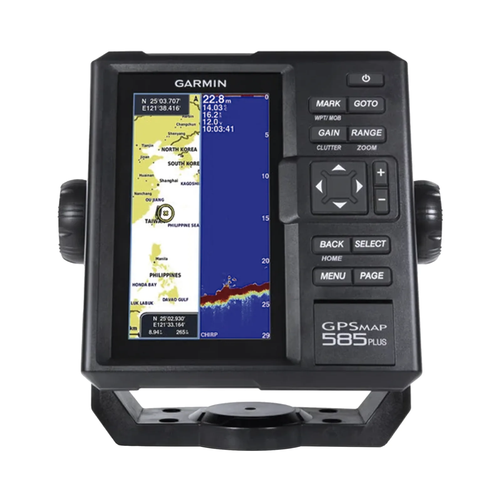 Plotter de Navegación GPSMAP 585 Plus / Pantalla 6" WVGA / Sonar CHIRP 600W / ClearVü Scanning Sonar / Compatible GPS-GLONASS-BeiDou / Quickdraw Contours / 2 Ranuras SD / IPX7 / Multiidioma
