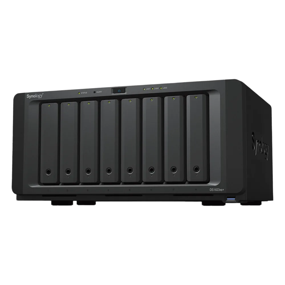 Servidor de Almacenamiento NAS Synology DiskStation DS1823xs+ | 8 Bahías | 144 TB Bruto | Expansión hasta 324 TB | 10GbE | RAID F1,0,1,5,6,10 | Caché SSD.