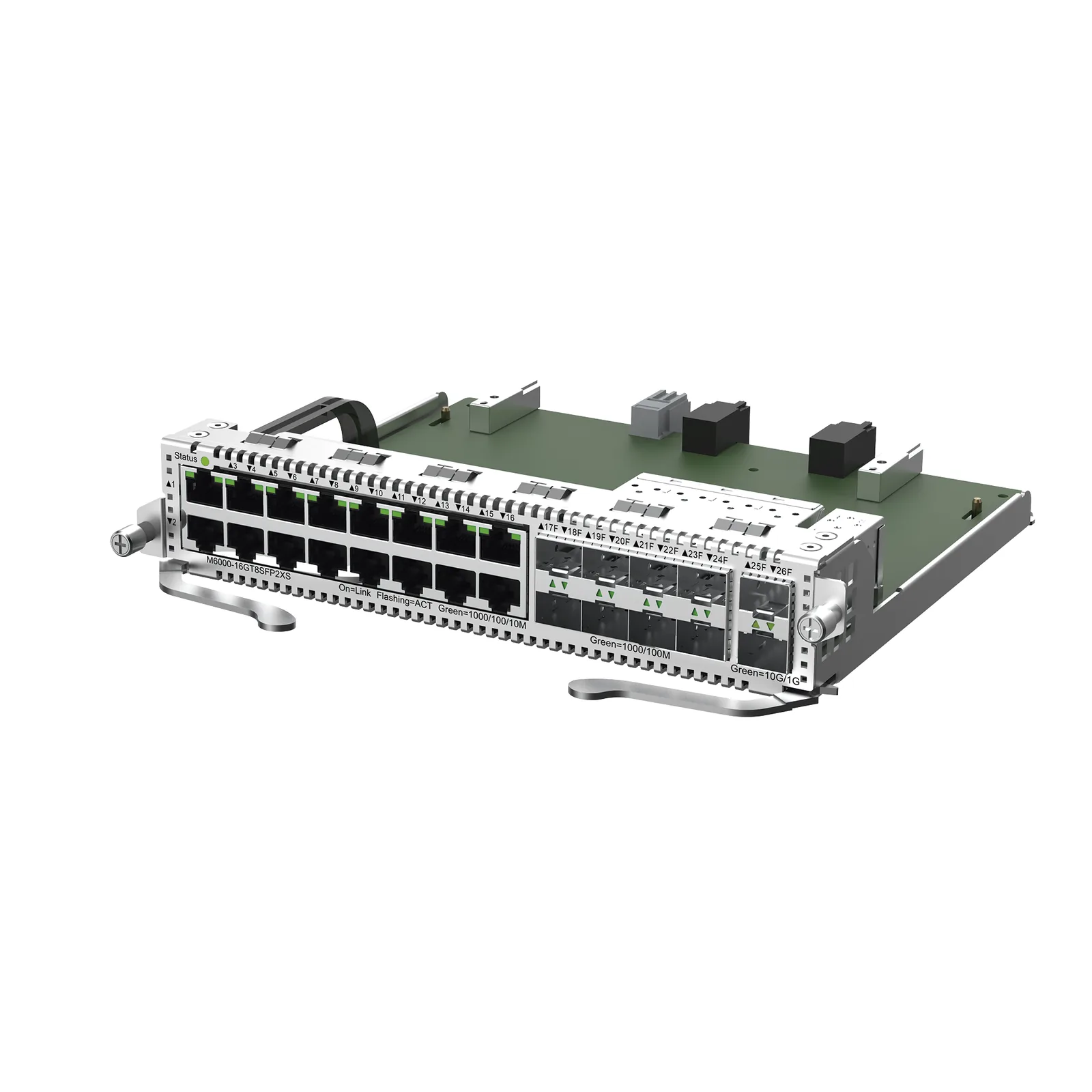 Tarjeta de Red con 16 puertos RJ45 1Gb, 8 puertos SFP 1Gb y 2 puertos SFP+ 10Gb para Chasis RG-NBS6002