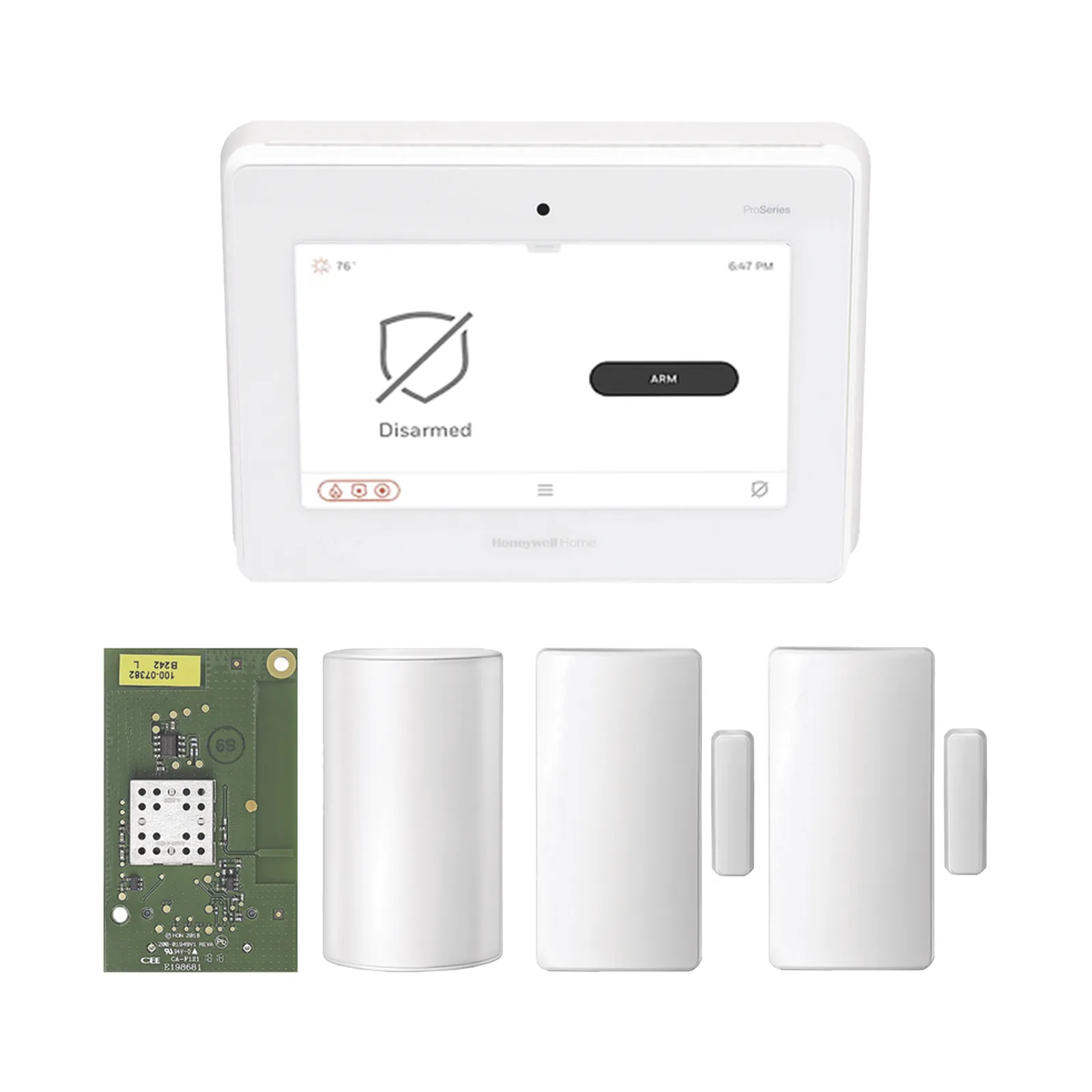 Kit de panel de alarma todo en uno con pantalla táctil, sensor de movimiento PIR y dos contactos magnéticos