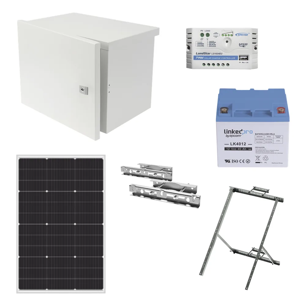 Kit de Alimentación PV para CCTV 12 Vcc Hasta Máximo 14 Watts para Cámara y Enlace