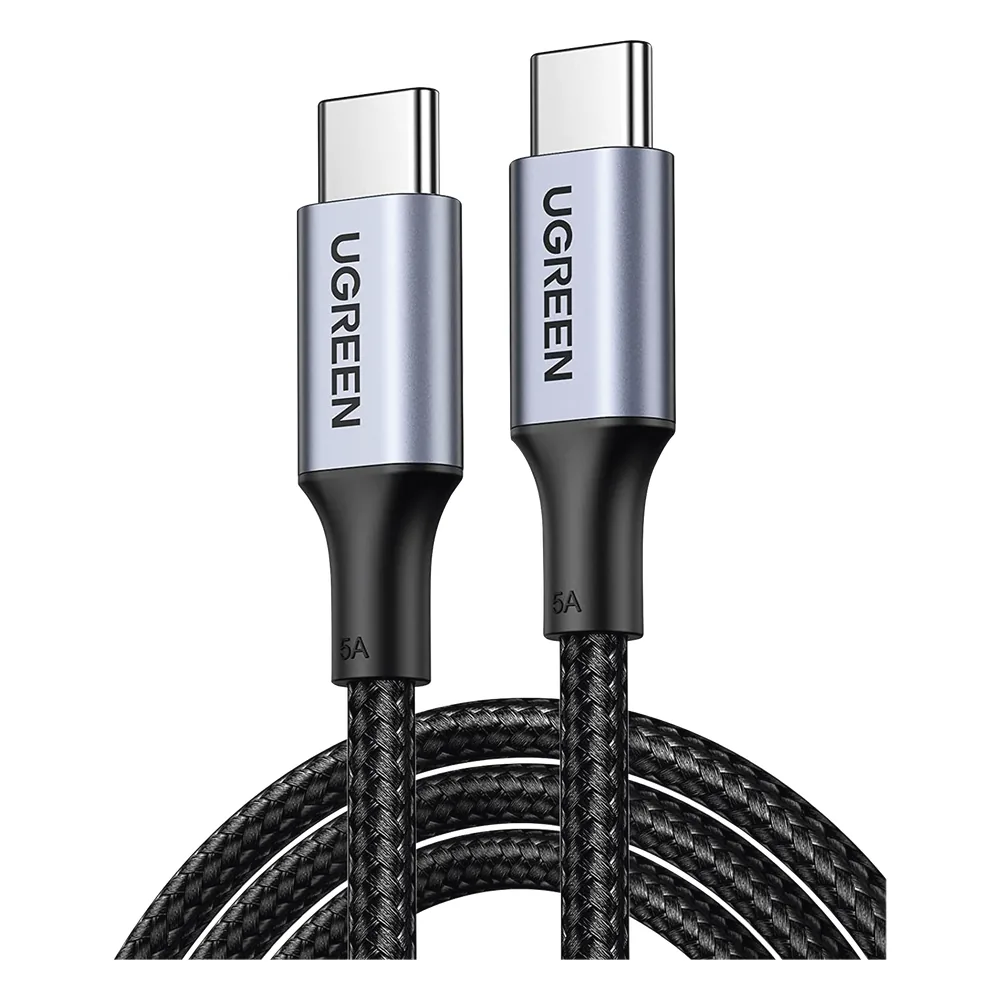 Cable USB-C a USB-C | 1 Metro | Carga Rápida de hasta 100W | Transferencia de datos 480 Mbps | PD3.0 | QC4.0/3.0/2.0 | FPC | AFC | Protección Integrada| Caja de Aluminio | Nylon Trenzado | Amplia Compatibilidad | Color Negro.