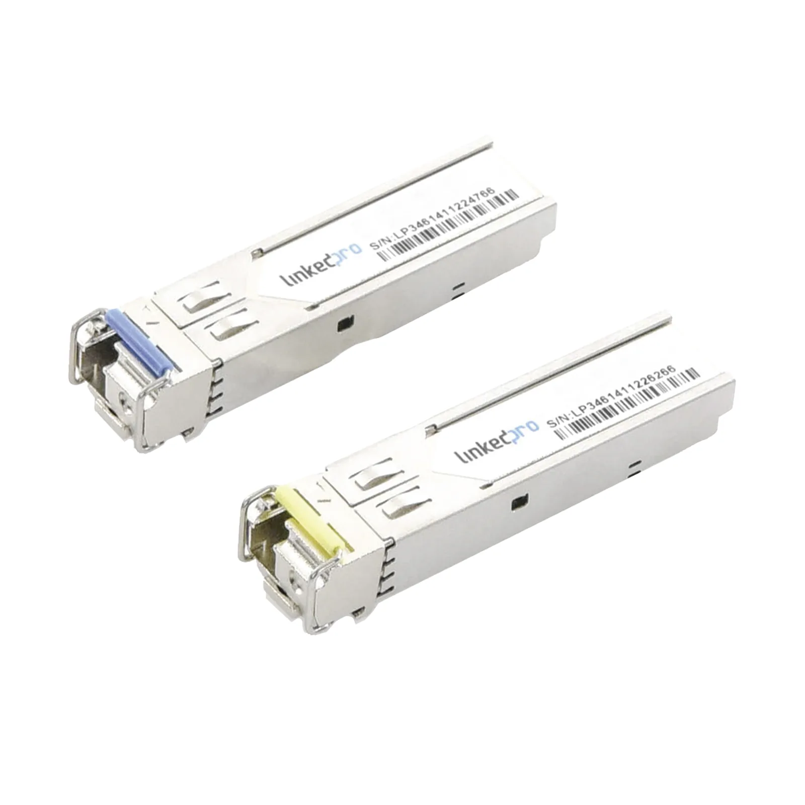 Transceptores Ópticos Industriales Bidireccionales SFP (Mini-Gbic) / Monomodo 1310 & 1550 nm / 1.25 Gbps / 1000BASE-BX / Conector LC/UPC Simplex / DDM / Hasta 20 km / 2 Piezas