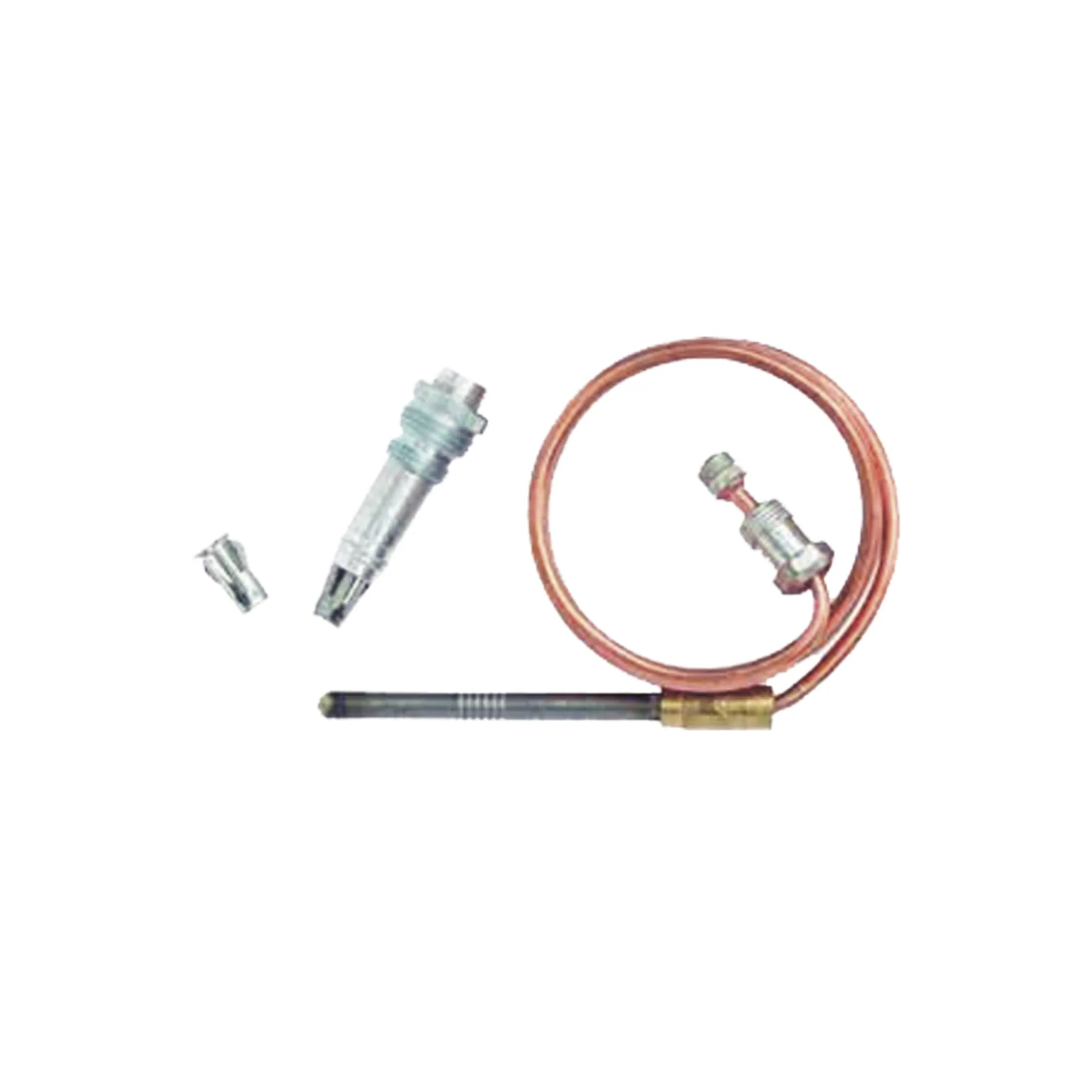 Termopar para sistema de piloto permanente en calefacción a gas, cable de 1.2 m y salida de 30 mV, con adaptador y clip de instalación rápida