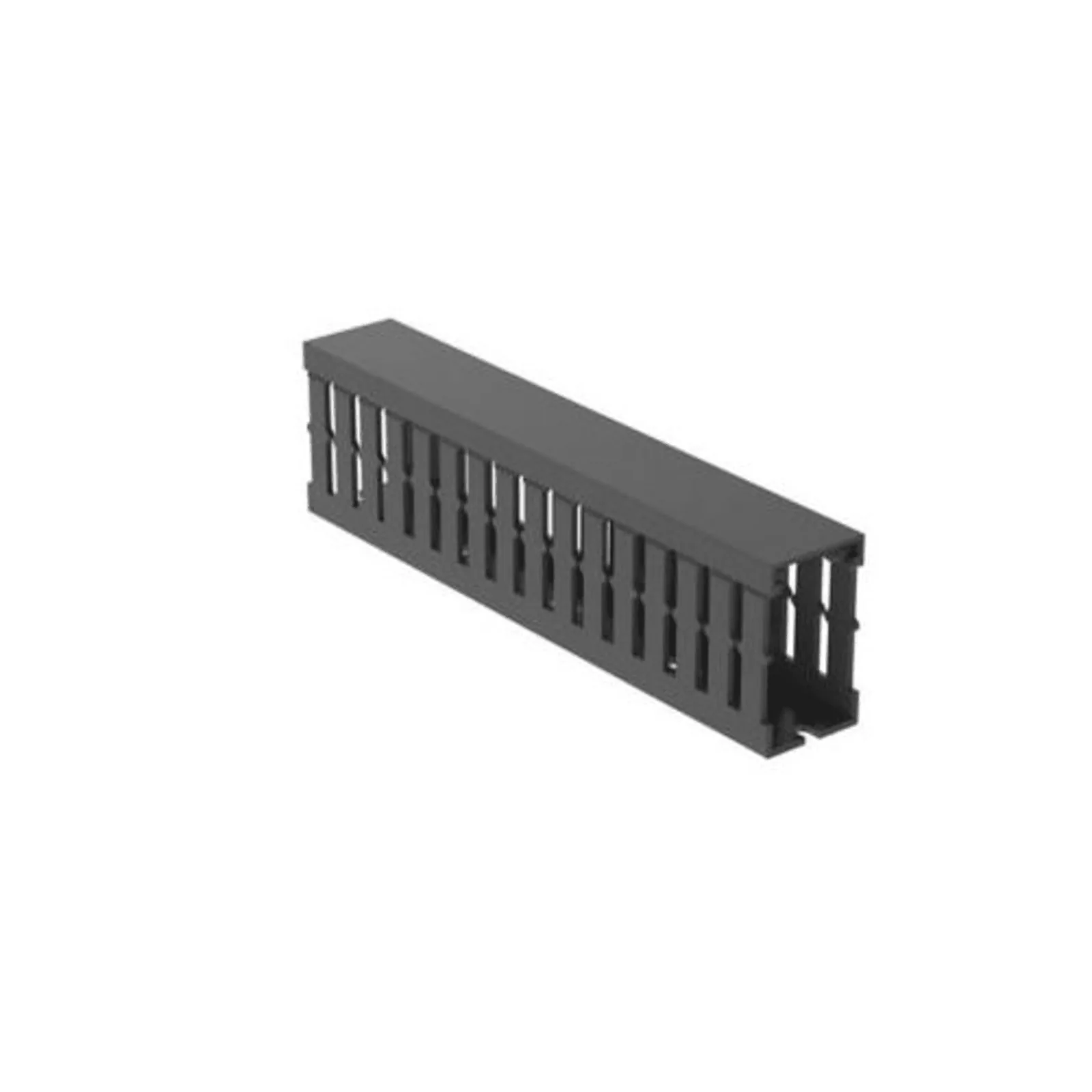 Canaleta Ranurada de PVC con Tapa, Tipo F, 32 mm de Ancho, 53.8 mm de Alto y 2 m de Largo, Color Gris