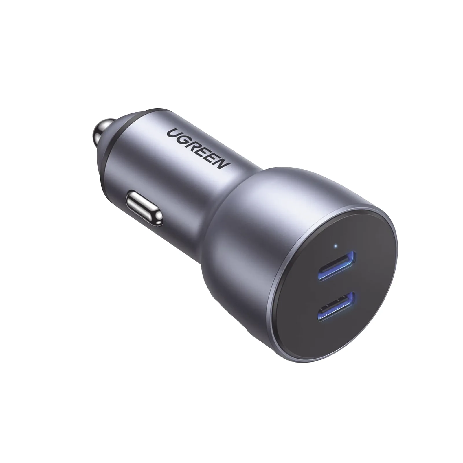 Cargador de Auto de 40W / 2 Puertos USB-C / 20 Watts por Puerto / Compatible con Vehículos de 12 y 24 VCD / Chip Inteligente / Diseño Compacto / Multi protección / Aleación de Aluminio