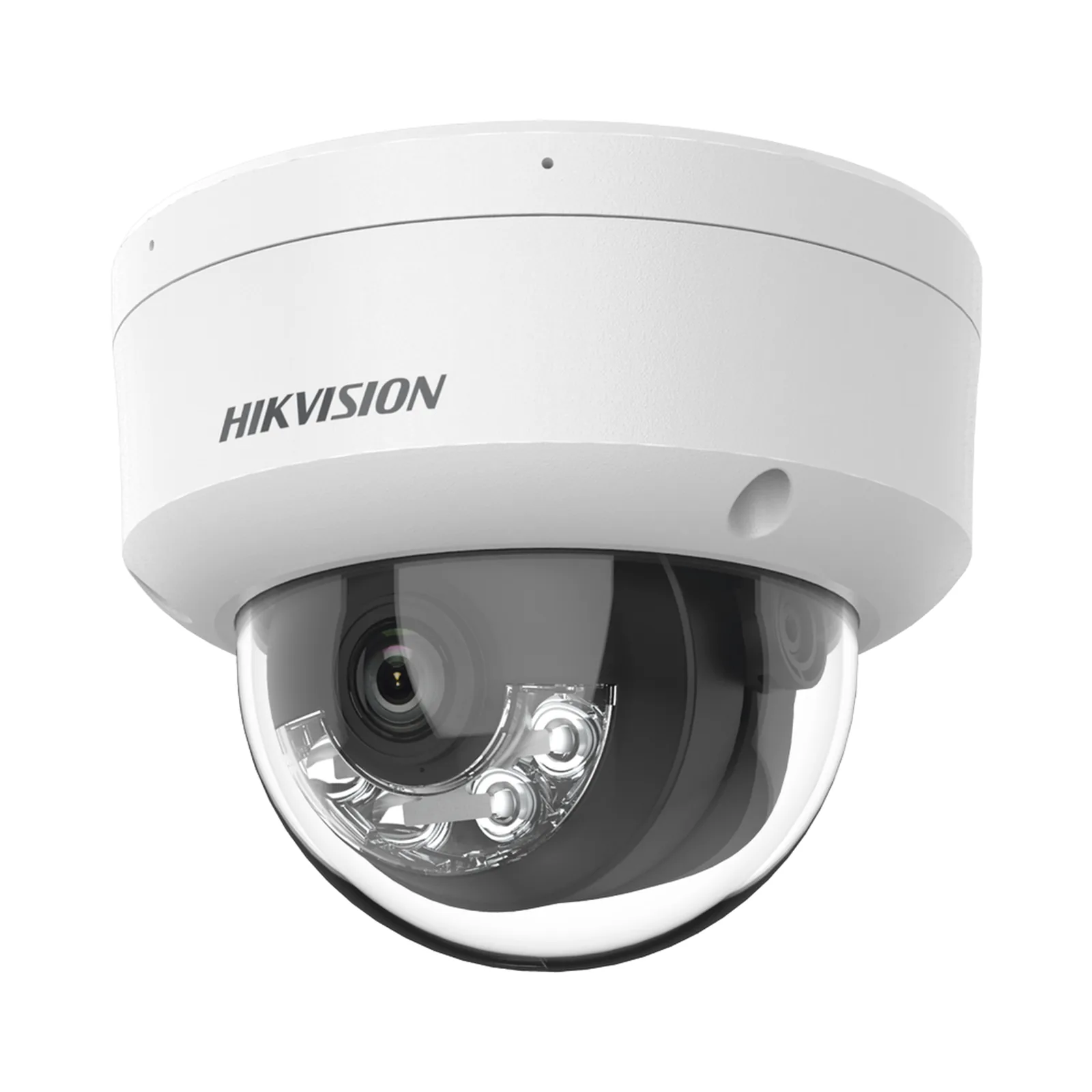 Domo IP 4 Megapixel / Lente 2.8 mm / Dual Light (30 mts IR + 30 mts Luz Blanca) / Micrófono Integrado / Antivandálico IK08 / Motion Detection 2.0 / Exterior IP67 / H.265 / PoE / ONVIF / Micro SD