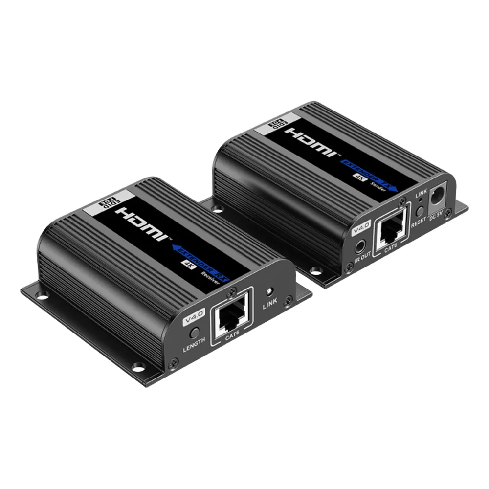 Kit Extensor HDMI | Hasta 70m 1080p | 40m 4K@30Hz | Compatible con HDCP | Cable Cat 6 Recomendado | Soporta Múltiples Resoluciones | Soporta PoC | Salida Loop