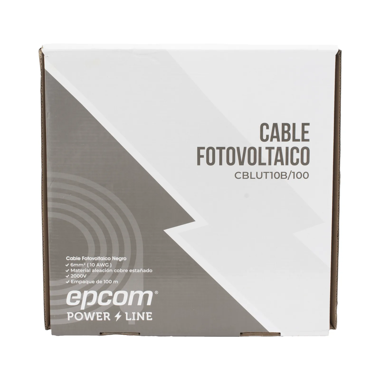 Cable Fotovoltaico Negro / Cobre Estañado / 6 mm² (10 AWG) / 2000V / Rollo de 100m / / UL 4703 y TUV