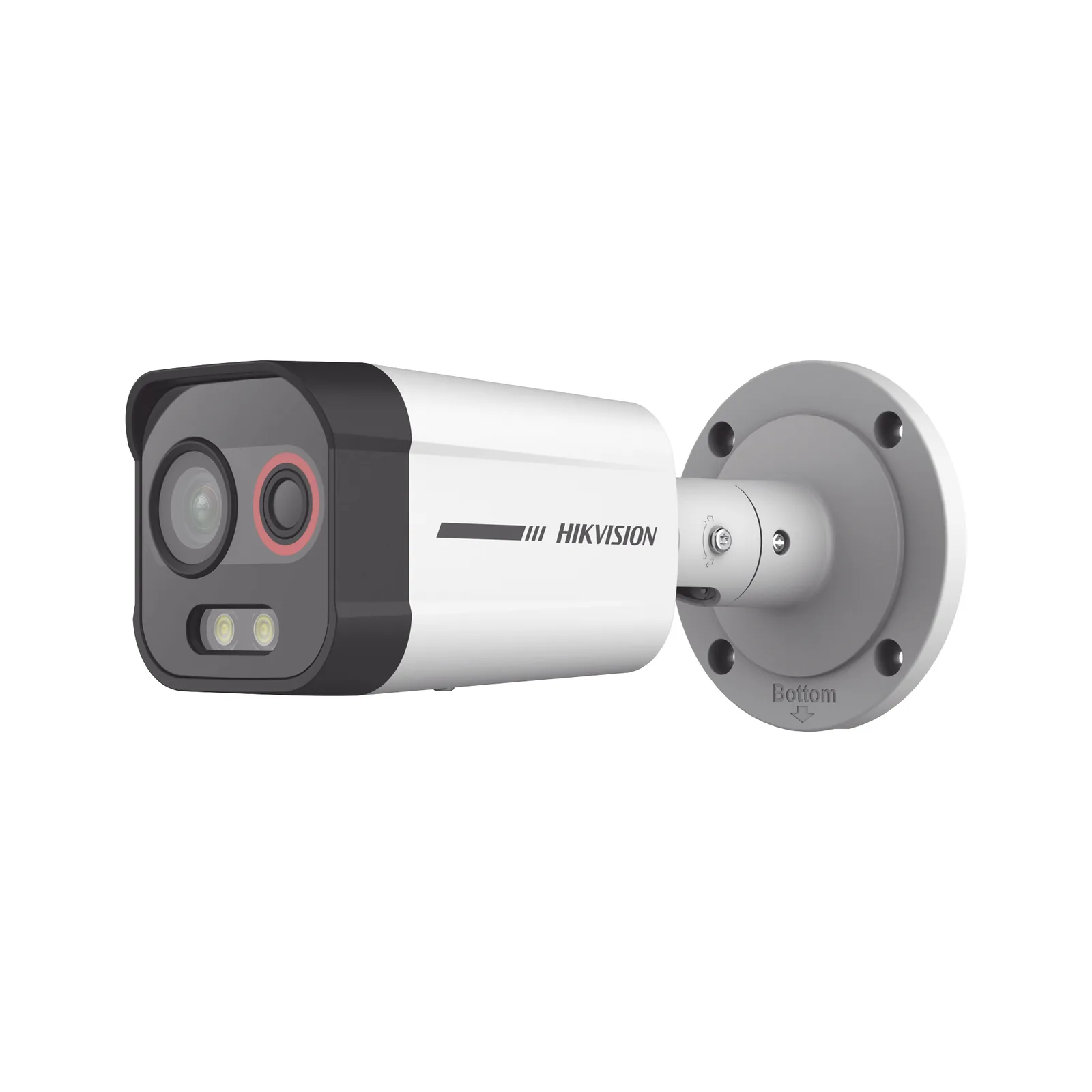 Cámara Bala IP Térmica y Óptica Biespectral / Análisis de Video (VCA) para Protección Perimetral / Clasifica Vehículo/Humano / Térmica 96 x 72 / Óptica 4 MP ColorVu / IP67 / Audio y Alarma Visual