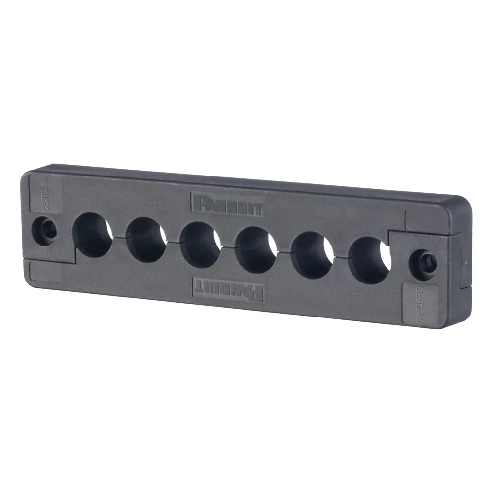 Pasacables de 6 Orificios en Línea 4.41" X 0.67" IP65, para Cables Terminados, Color Negro