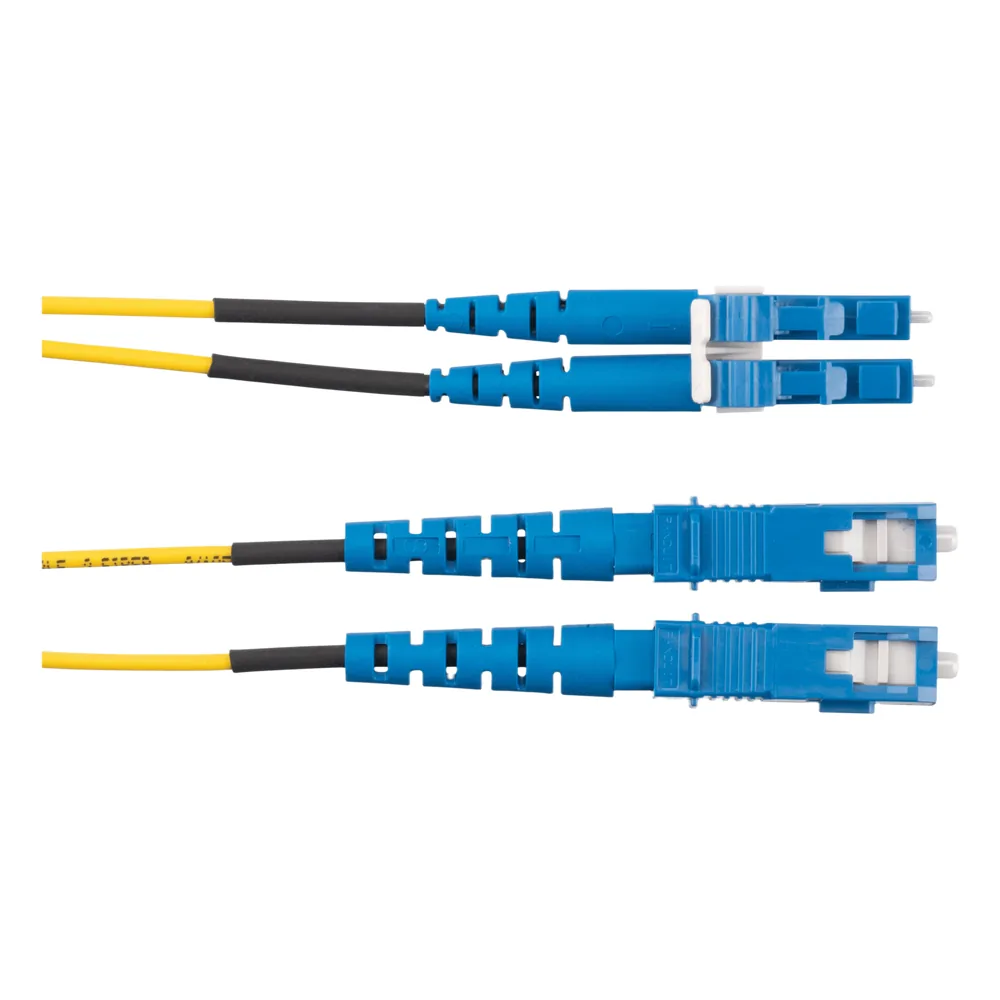 Jumper de Fibra Optica Monomodo 9/125 OS2, LC-SC Duplex, OFNR (Riser), Color Amarillo, 50 Metros