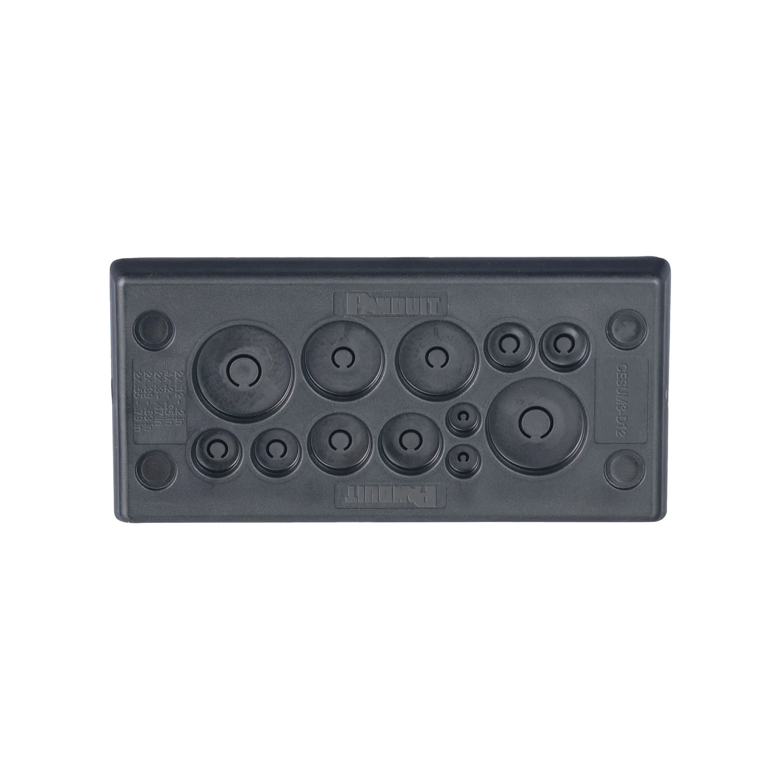 Pasacables Rectangular de Membrana, IP66, 3.39" x 1.42", 12 orificios, para Cables no Terminados. Color Negro