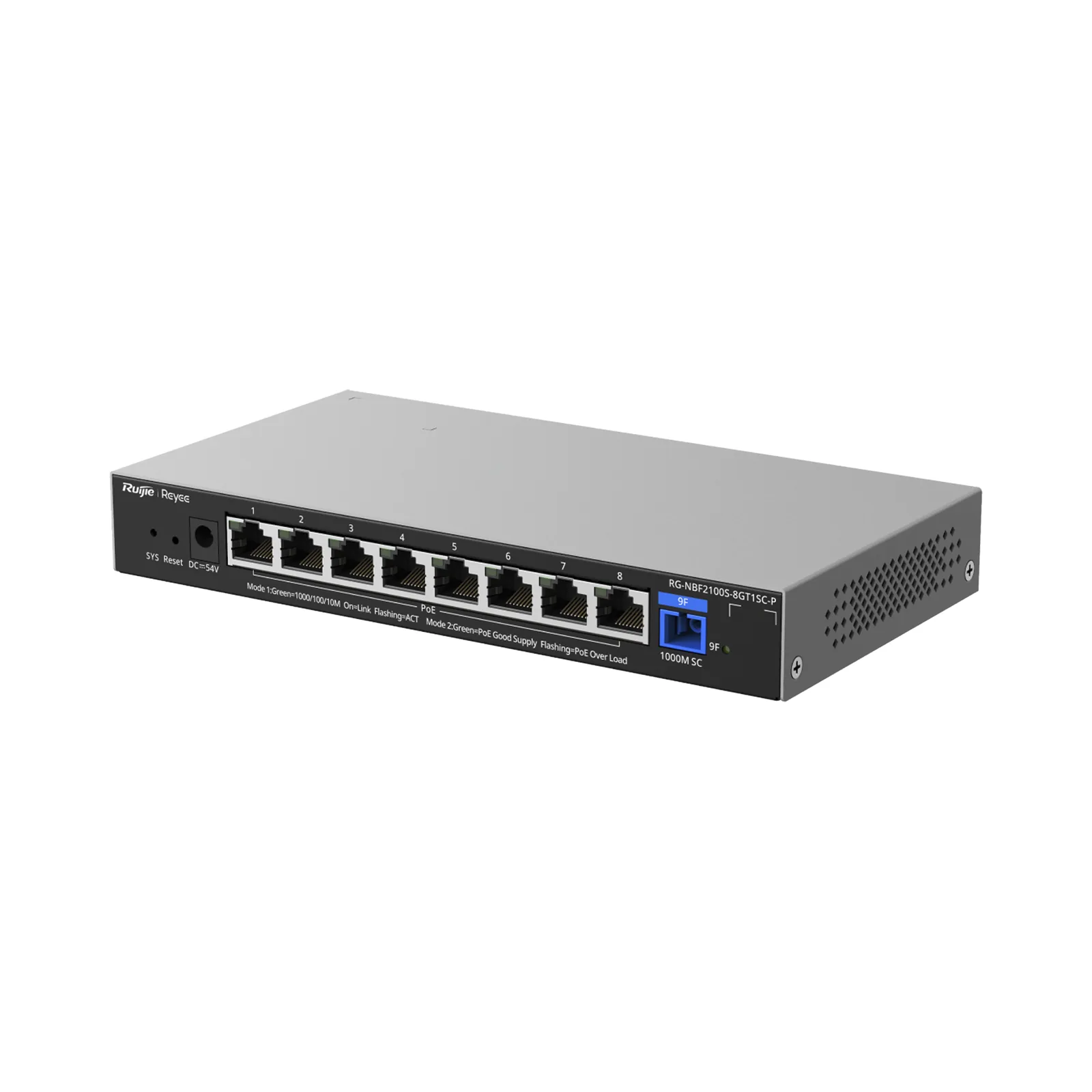 e-Lighten ONU / Switch PoE+ Hibrido, Capa 2 con un Puerto PON 1G SC/UPC y 8 Puertos Ethernet PoE+ 1G hasta 120 Watts y 100 Clientes
