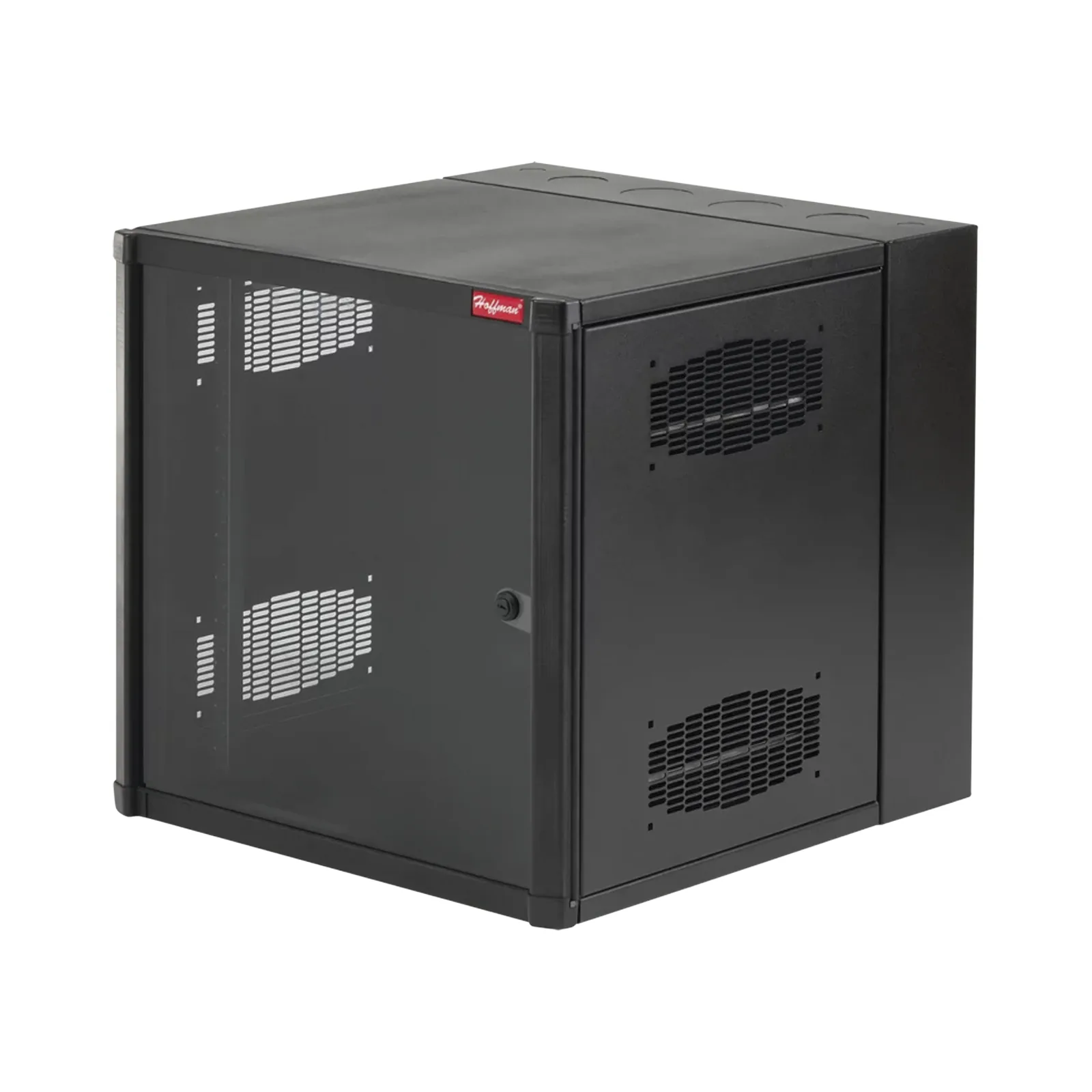 Gabinete AccessPlus de 12 UR Montaje en Pared de 19in, Rieles Numerados y Roscados #10-32, Puerta con Ventana de Seguridad, 600 mm de Ancho, 637 mm de Profundidad, Color Negro