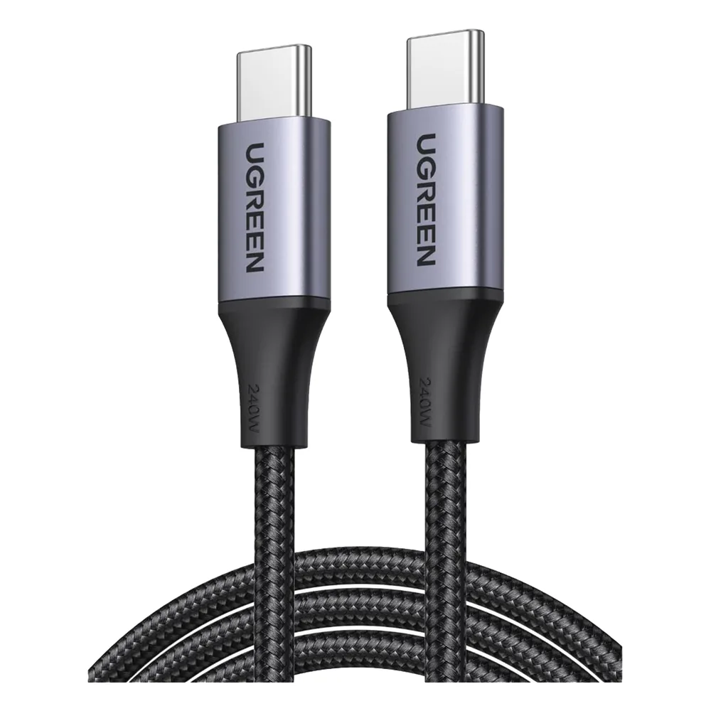 Cable USB-C a USB-C | 2 Metros | Potencia de Carga 240W | 48V/5A | PD3.1 /3.0 | 480 Mbps | Chip E-Market | Carcasa de Aluminio | Nylon Trenzado.