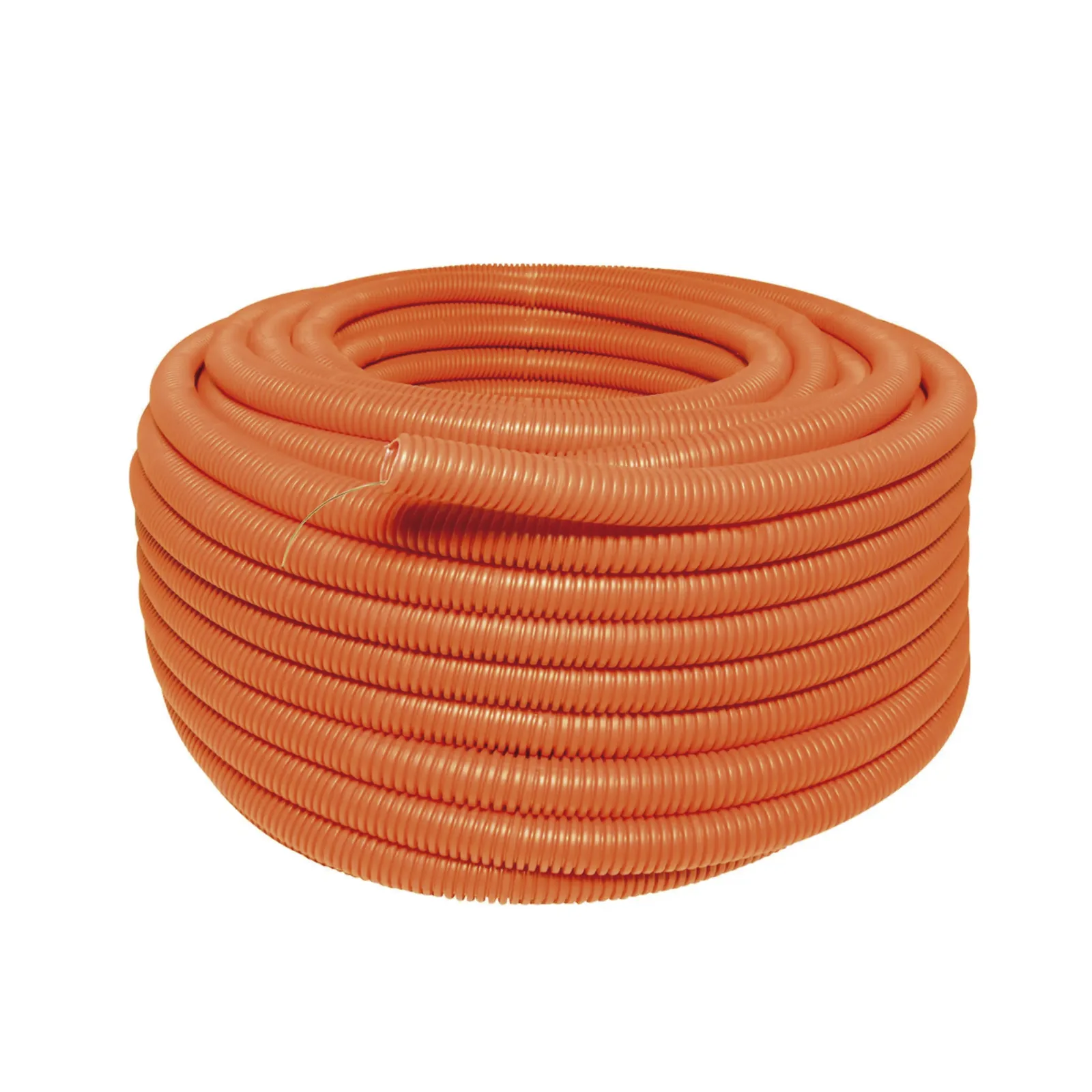 Manguera Poliducto Corrugado Flexible Naranja Reforzado de 1/2" x 100 m Para Instalaciones Eléctricas /Polietileno Alta Densidad HDPE/ Con guía /Resistente a Intemperie.