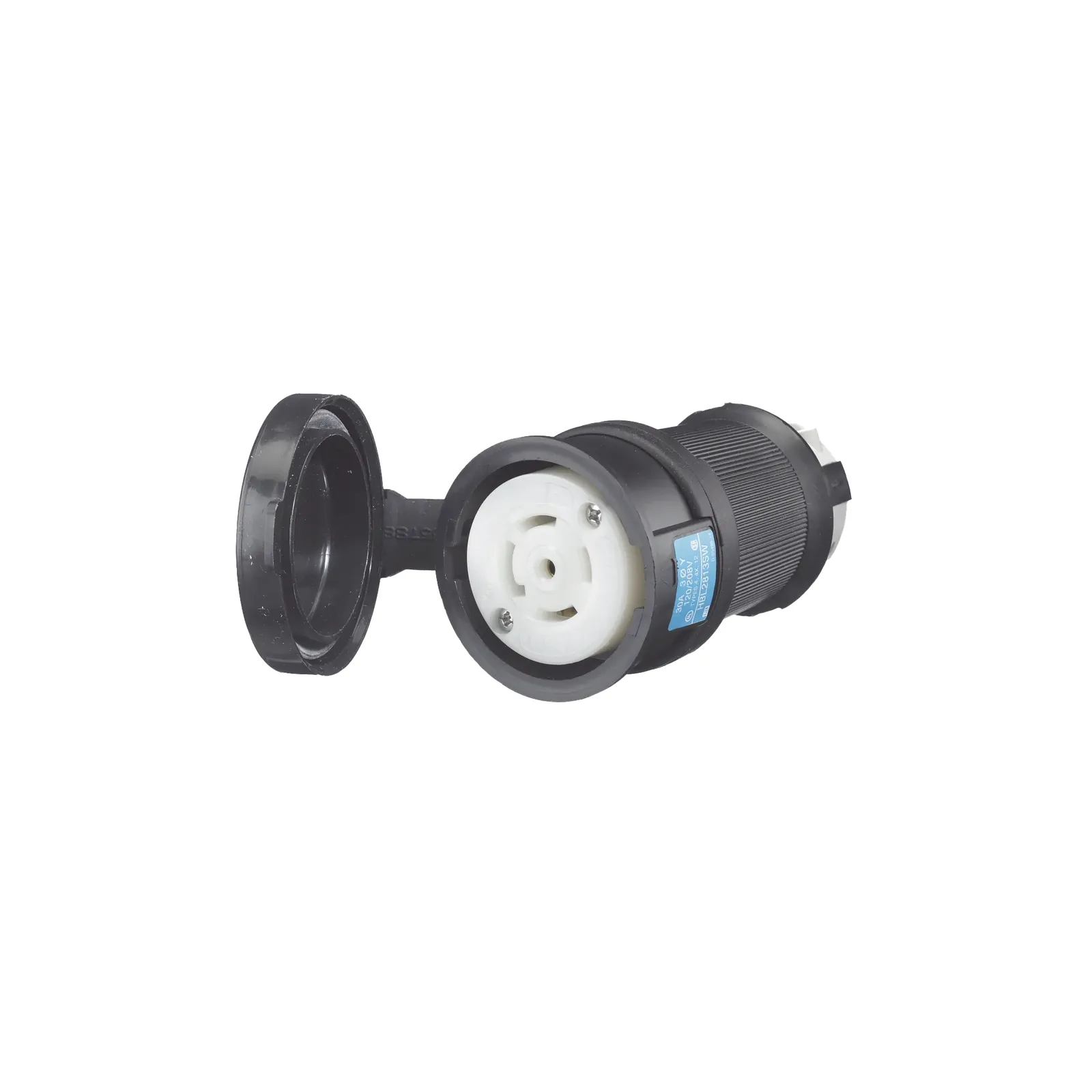 Conector Industrial con Bloqueo de Media Vuelta / 30 A 120/208 V CA / Nema L21-30R / 4 Polos 5 Hilos / Color Blanco y Negro / Grado Industrial