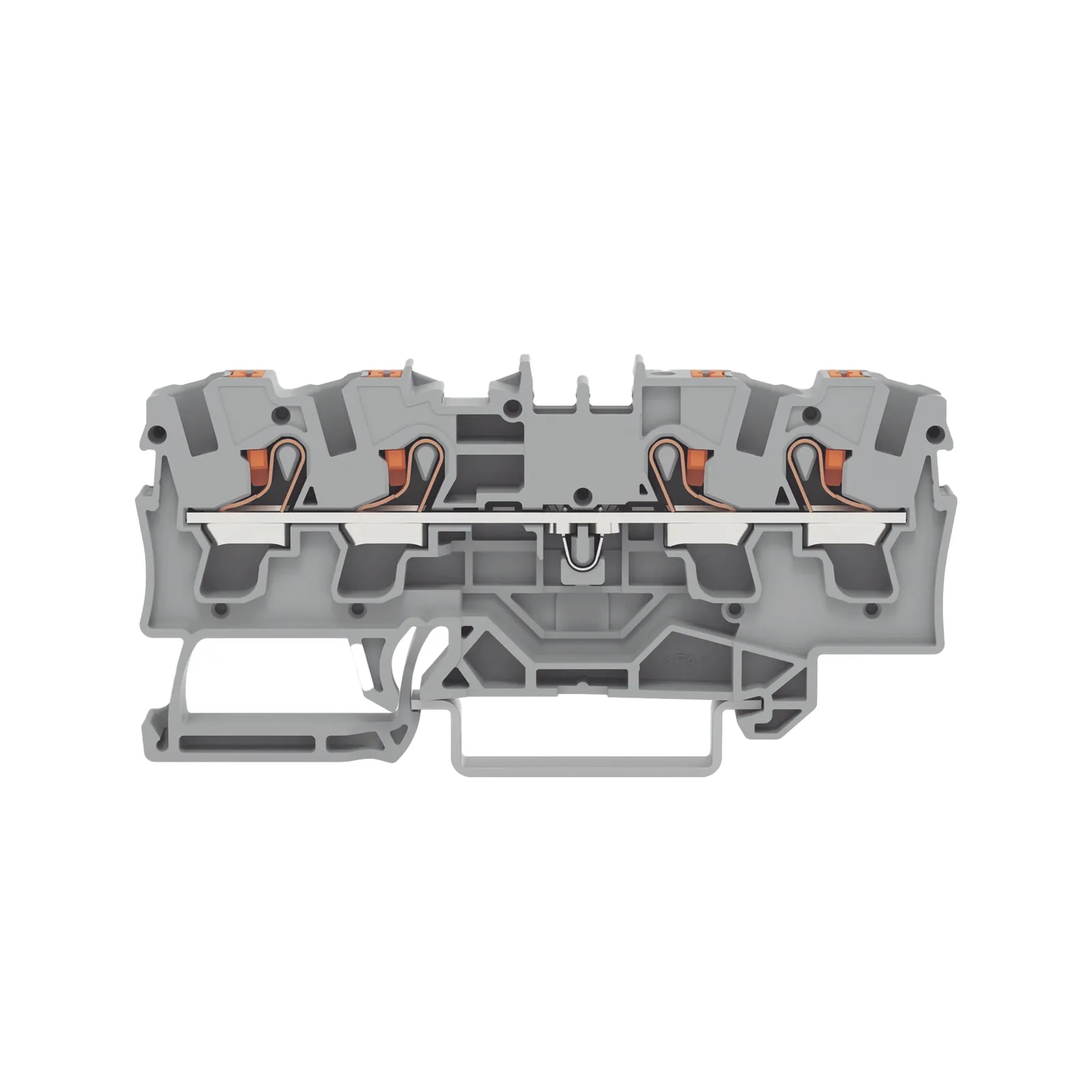 Borna de Paso / 4 Conductores / Push-in CAGE CLAMP® / 4 mm² / 32 A / 800 V / Carril DIN / ATEX IECEx / Prueba Ø4 mm