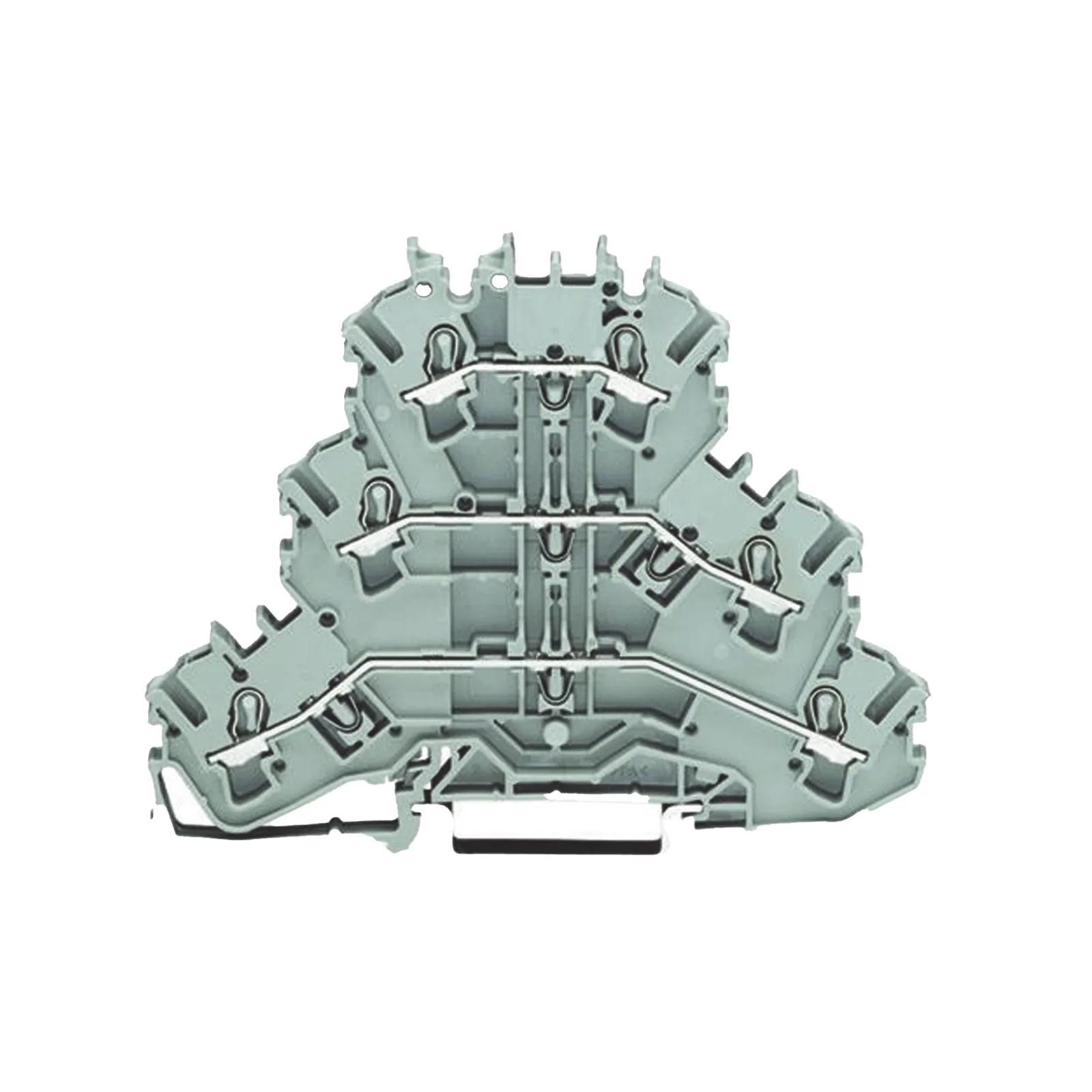 Borna de Paso Triple / 3 Niveles L/L/L / 6 Puntos Conexión / Push-in CAGE CLAMP® / 2.5 mm² / 24 A / 500 V / Aplicaciones Ex e II / Carril DIN 35x15 y 35x7.5
