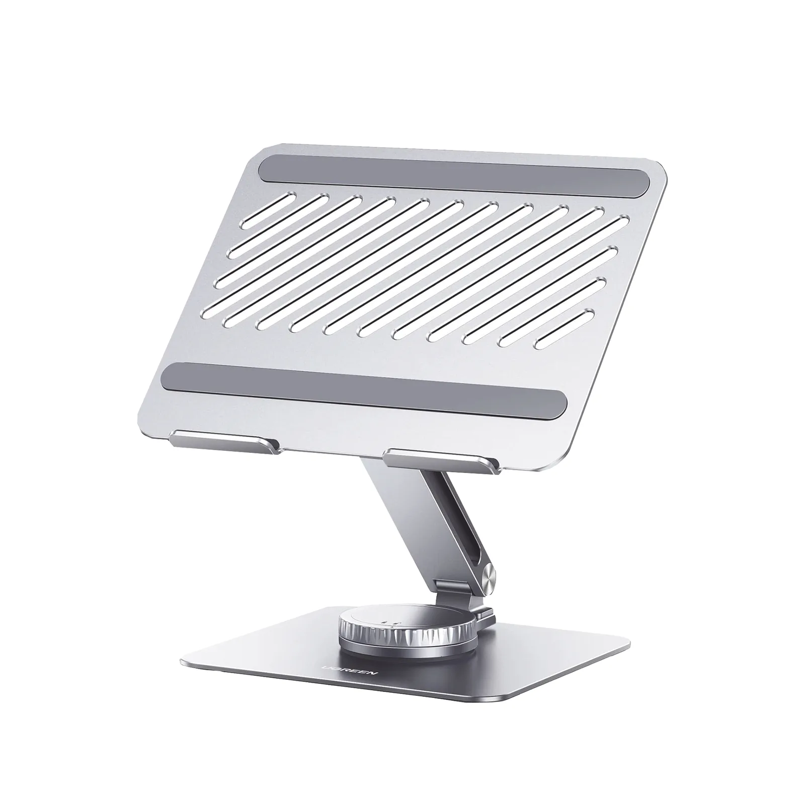 Soporte Giratorio de Aluminio para Laptop | Giratorio 360° | Función de Bloqueo | Soporta Laptops de 10 a 17.3''| Capacidad de Carga 5Kg | Excelente Estabilidad | Diseño Ergonómico | Altura y Angulo Ajustable | Plegable y Port&amp