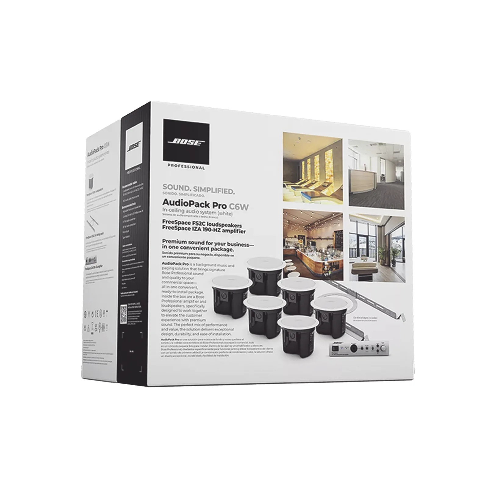 Kit de Audio Freespace | 6 Altavoces de Plafón + Amplificador | Color Blanco | Ideal para Audio Ambiental