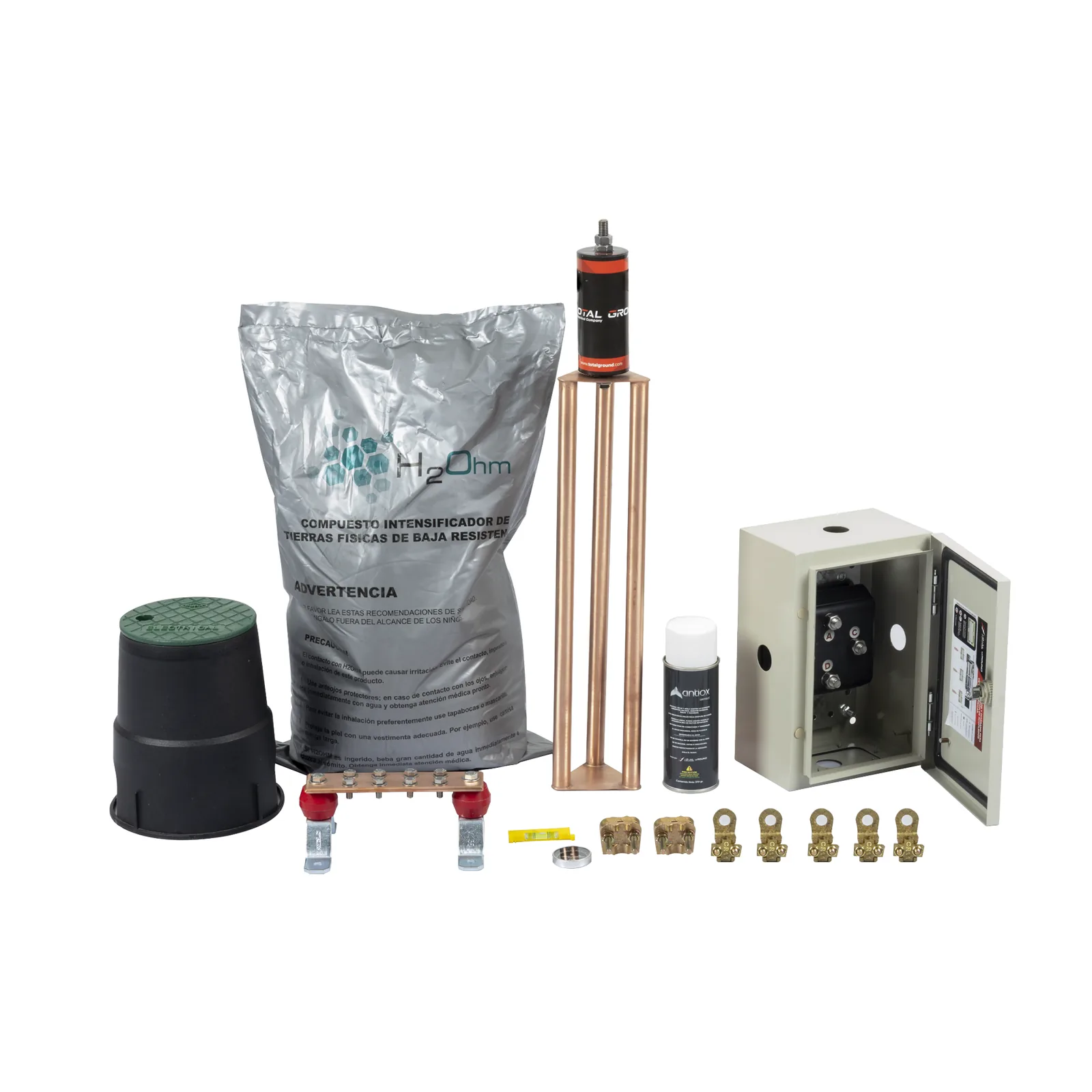 Kit de Tierra Física Con Electrodo Magnetoactivo Capacidad Max: 400 AMP