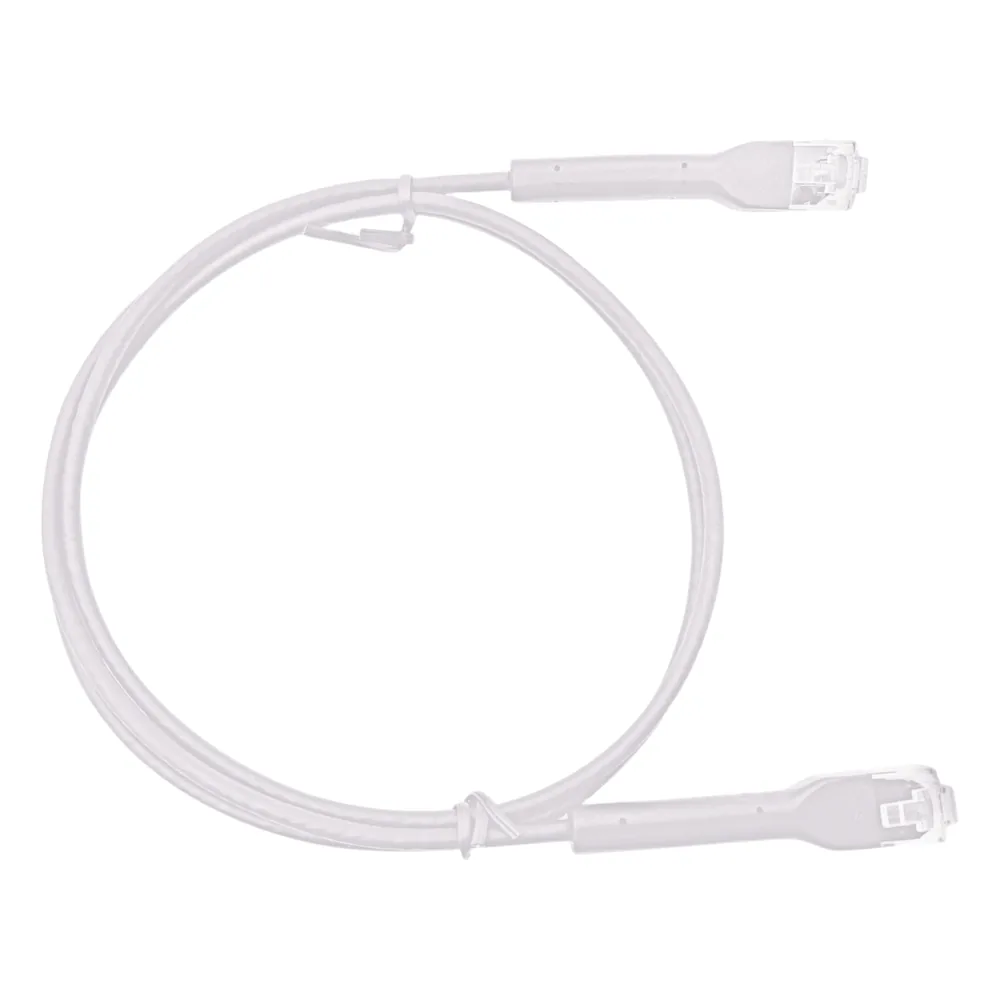 Mini Patch Cord Cat6 Ultra Slim 20 cm (7.87 Pulgadas) Blanco Ahorra Espacio sin Organizadores, con Bota Flexible