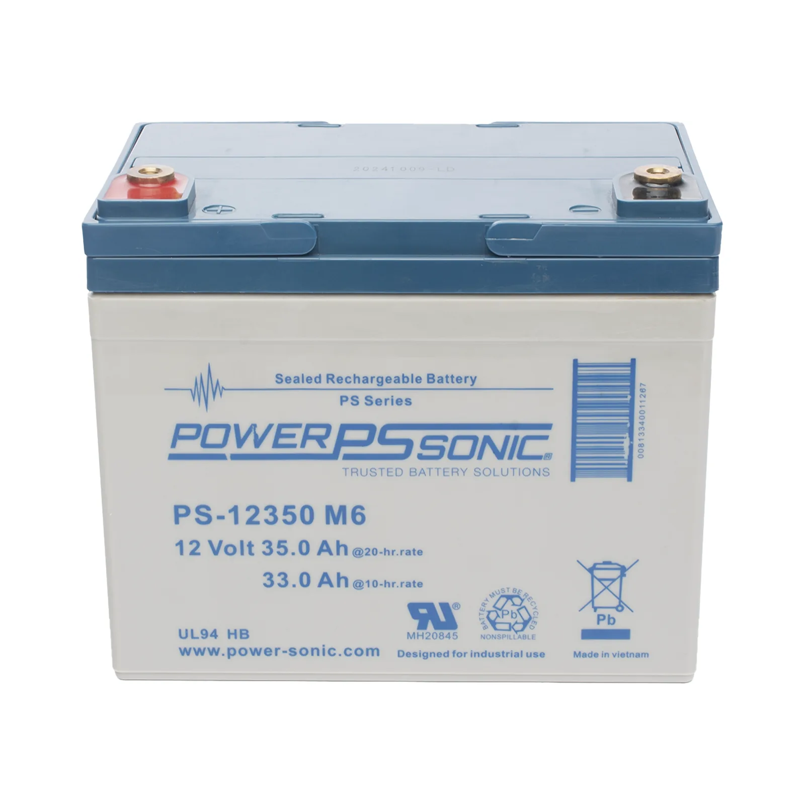 Batería 12V, 35AH, Para Respaldo, Tecnologías AGM/VRLA, 5 Años Vida Útil, Terminales M6, Reconocida UL