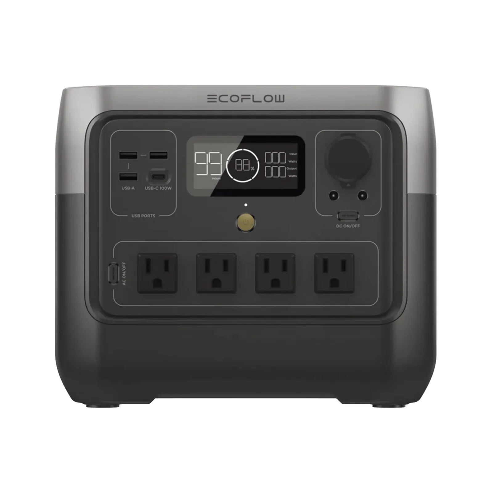 EcoFlow River 2 Pro | Estación de Energía Portátil 768Wh Litio LFP / 4 AC 800W (Max. 1600W) / 1 USB-C 100W / 3 USB -A 12W / Cargador de Coche 10A, 126W Max. / Conectividad WiFi y Bluetooth (App) / Carga Solar 220W Max.