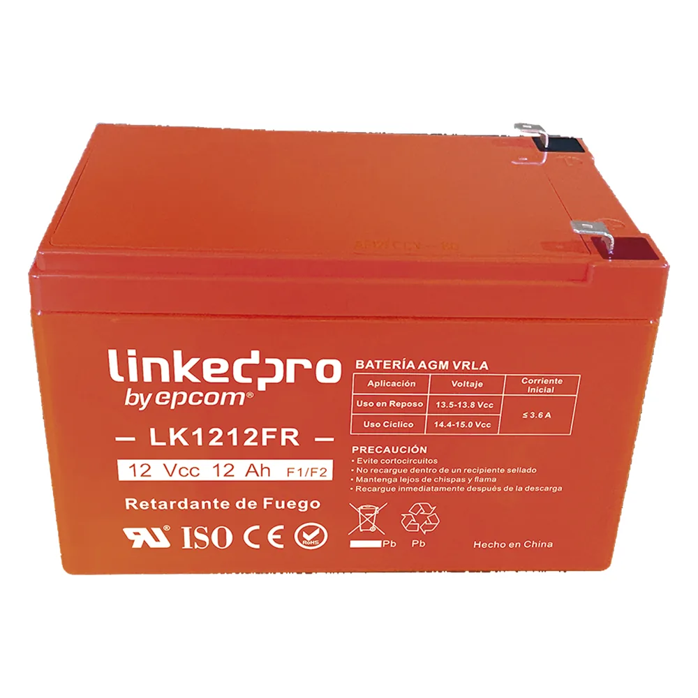 Batería de respaldo 12 V | 12 Ah | AGM | Certificada UL94-V0 Retardante a la Flama | Especial para Seguridad Electrónica | UPS | Sistemas de Emergencia | Vida útil 5 años | Terminales F1 + Adaptador F2