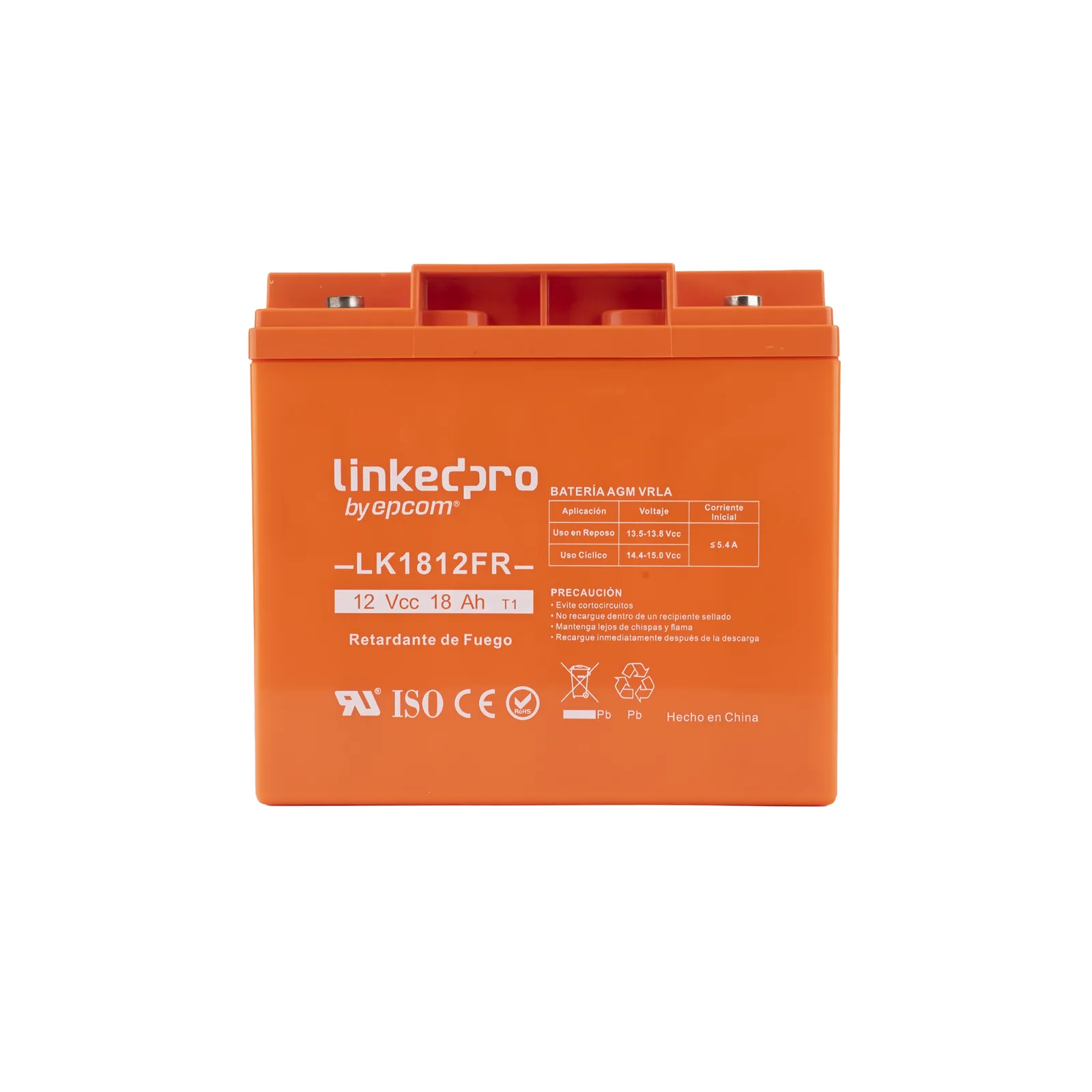 Batería de respaldo 12 V | 18 Ah | AGM | Certificada UL94-V0 Retardante a la Flama | Especial para Seguridad Electrónica | UPS | Sistemas de Emergencia | Vida útil 5 años | Terminales T1