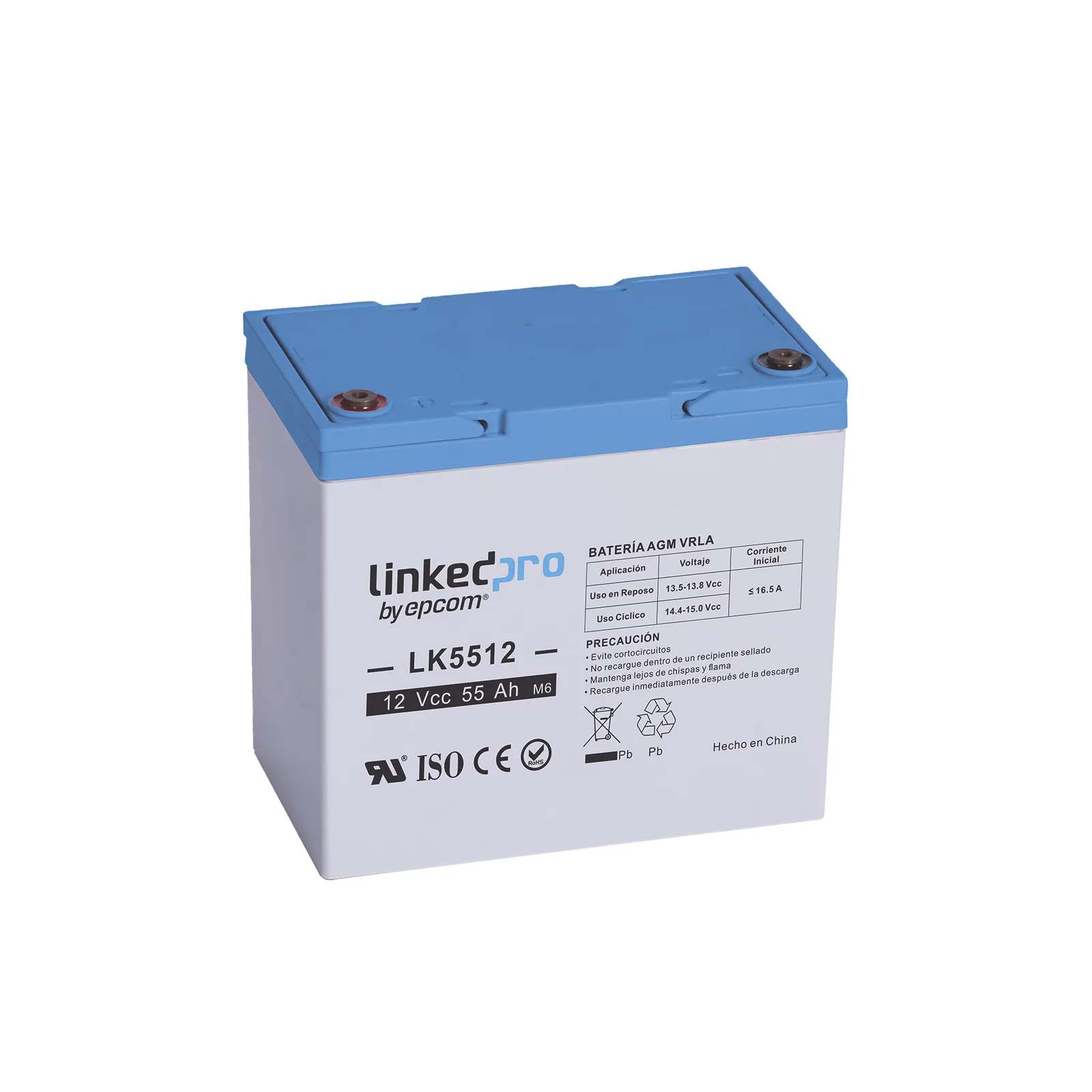 Batería de respaldo 12 V | 55 Ah | AGM | Especial para Seguridad Electrónica | UPS | Sistemas de Emergencia | Vida útil 5 años | Terminales T2