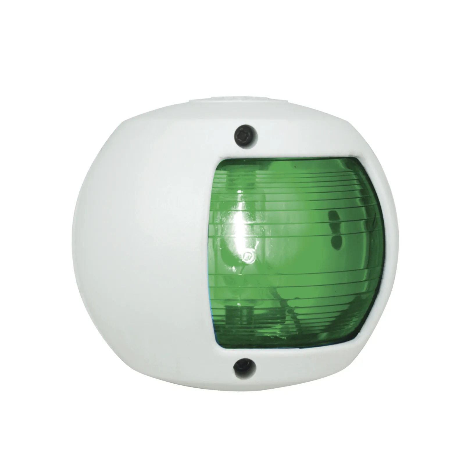 Luz lateral de Navegación en Color Verde con Carcasa Blanca para Embarcaciones a Vela o a Motor de Menos de 20 Metros