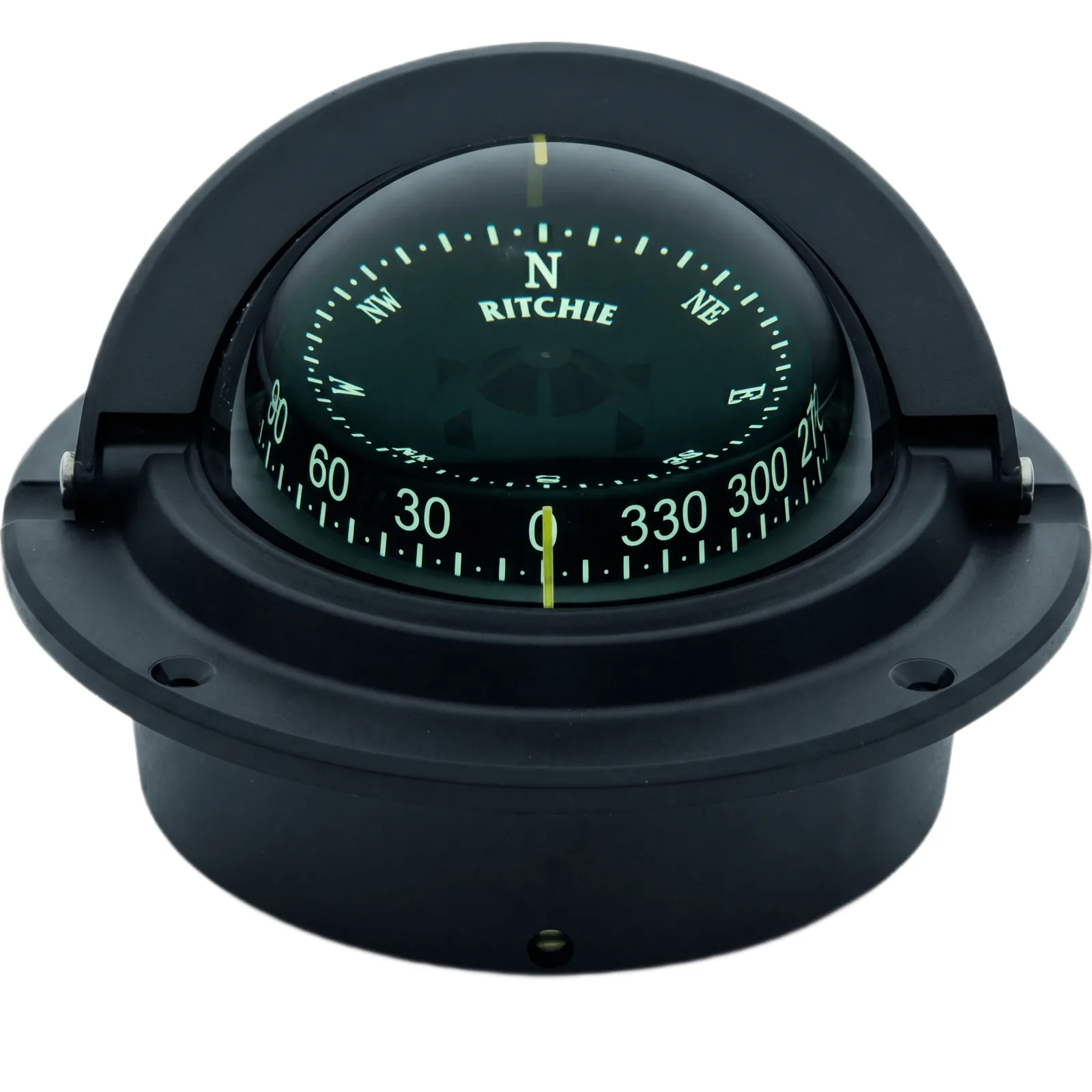 Brújula de Navegación Marítima Ritchie F-83 / Montaje Flush / CombiDial 3" (76 mm) / Iluminación NiteVu Verde / DirectiveForce Magnets / Construcción Compuesta Alta Temperatura / 100% Reparable