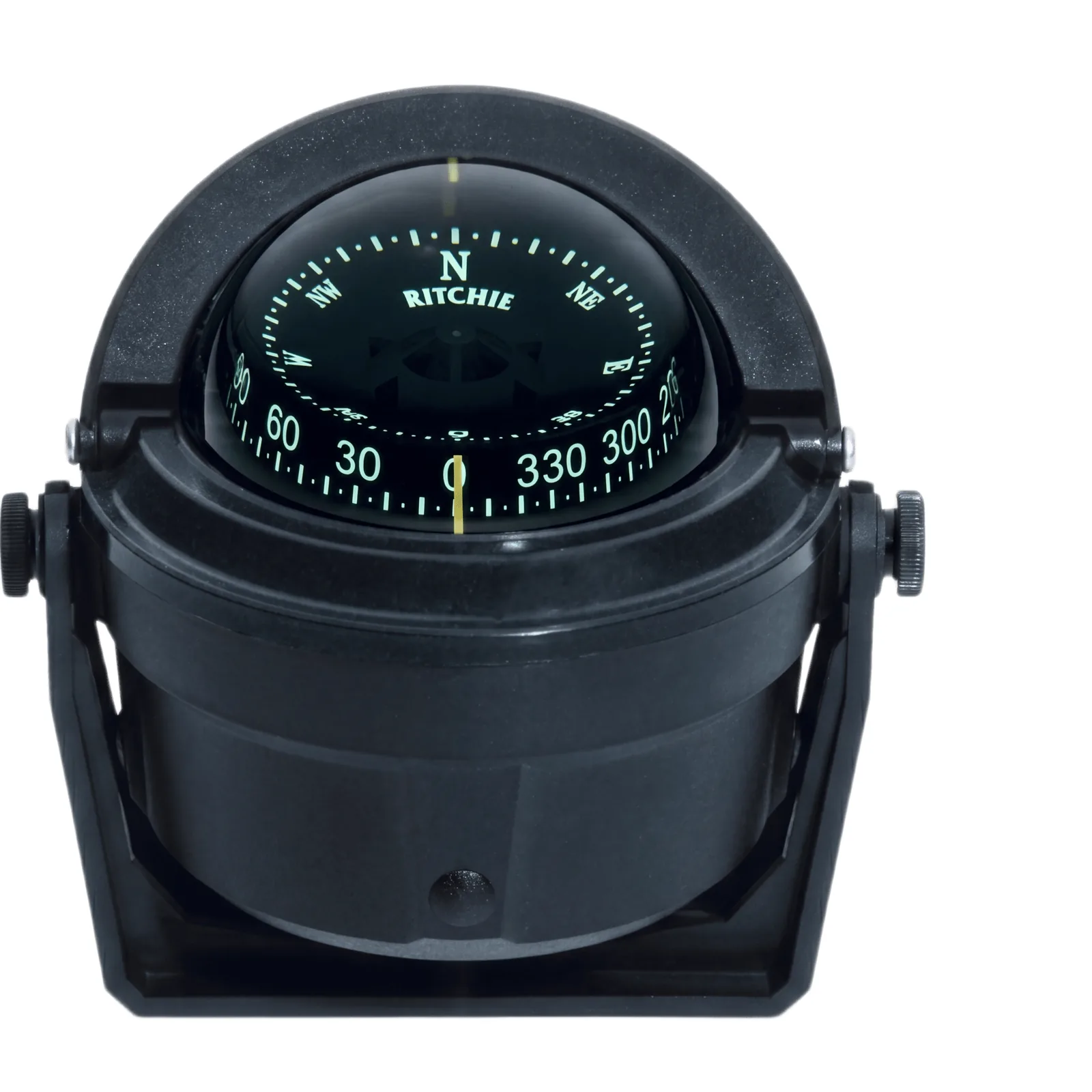 Brújula de Navegación Marítima Ritchie Voyager B-81R / Montaje en Bracket / CombiDial 3" (76 mm) / Iluminación NiteVu Verde / DirectiveForce Magnets / Escudo Solar Móvil / 100% Reparable