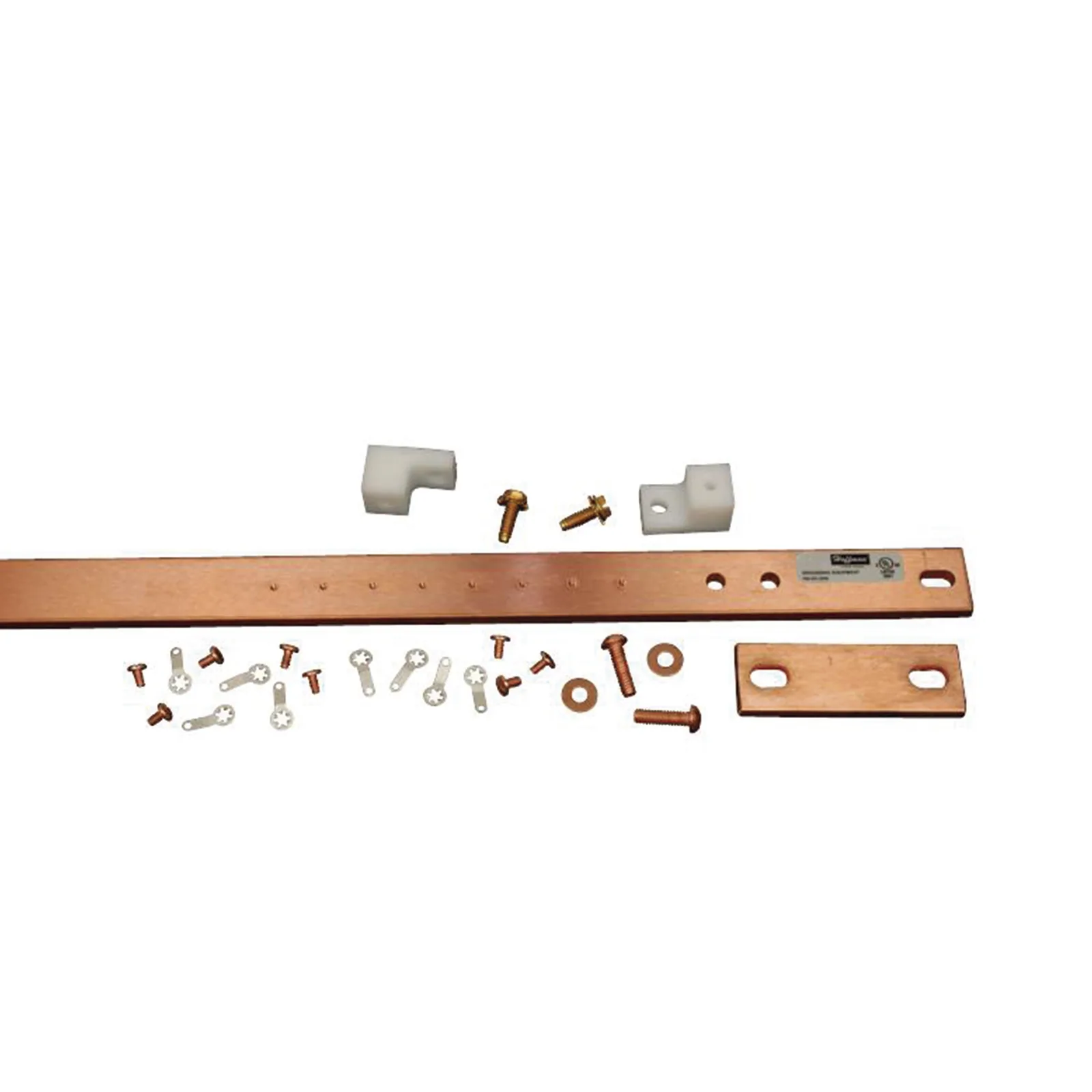 Barra de Tierra Física para Rack 19" (482.6 mm) / 1 UR / Aleación de Cobre 110 Estañado / Espesor 6 mm / Cumple EIA-310-D / Incluye Kit de Montaje