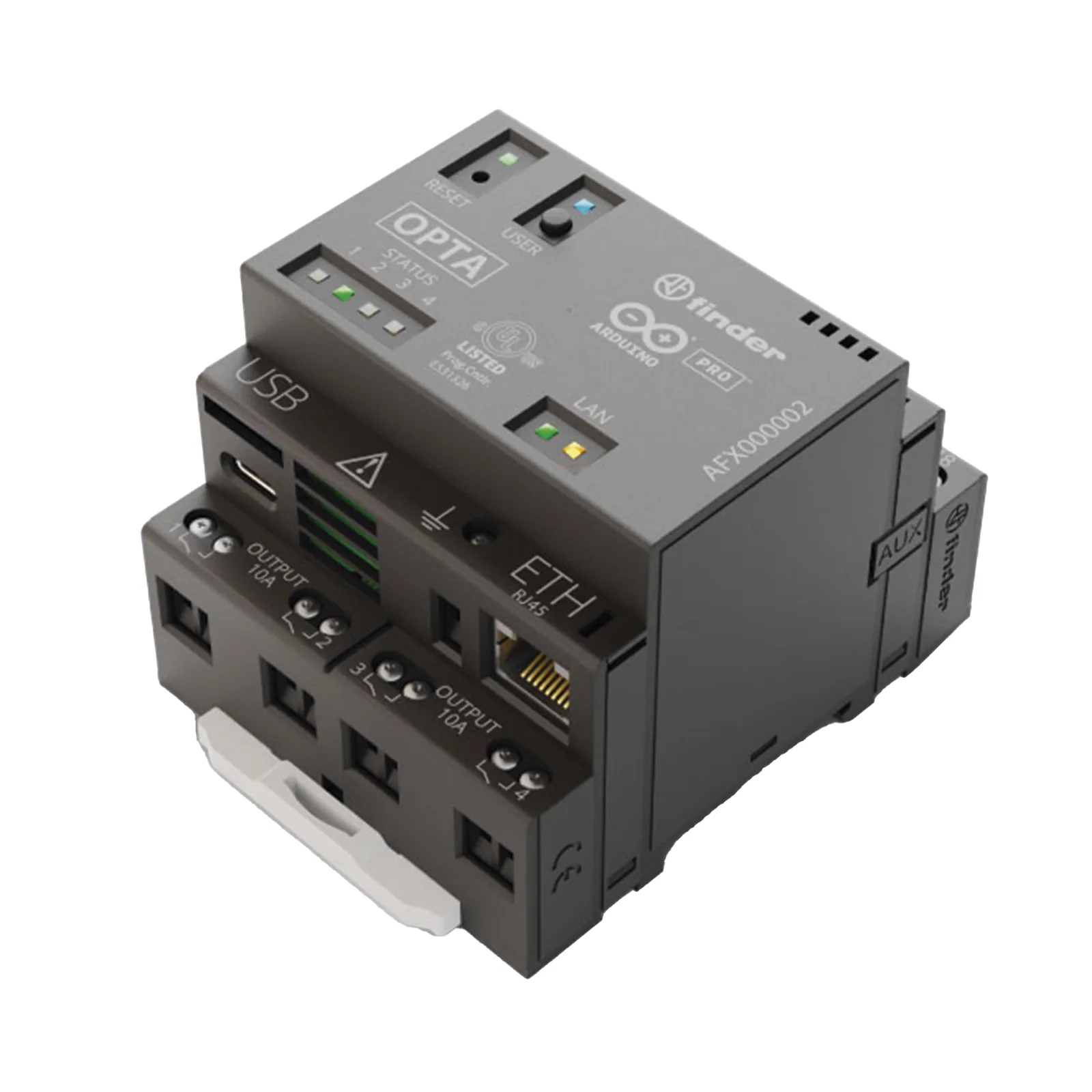 PLC Industrial Arduino Opta / Micro PLC IoT / Dual-core STM32H747XI / 8 Entradas Analógicas-Digitales / 4 Relés 10A / Ethernet / RS-485 / WiFi / Bluetooth / Programación IEC-61131-3 / IP20