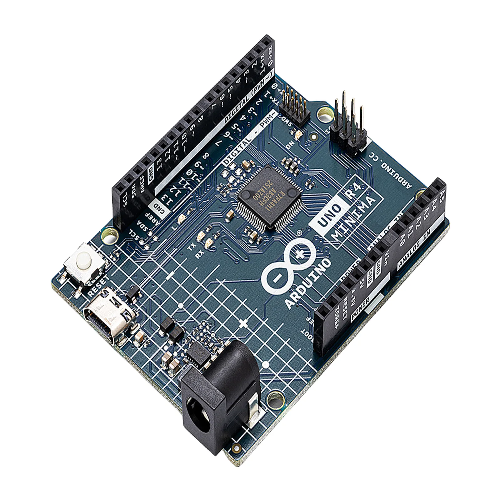 Placa Desarrollo Arduino UNO R4 Minima / Microcontrolador Renesas RA4M1 32-bit Cortex-M4 / 48 MHz / 256 kB Flash / 32 kB SRAM / 14 Digital I/O / 6 Analog Inputs / USB-C / Compatible con Shields UNO