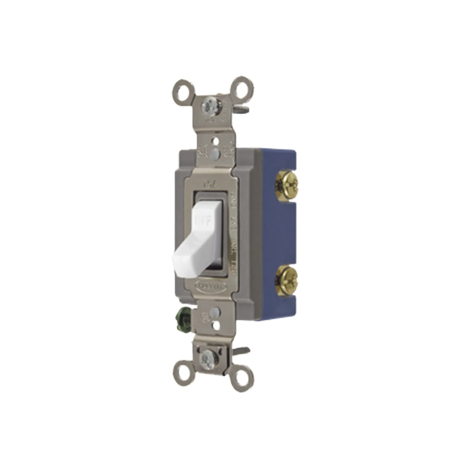 Interruptor de Palanca 15 A 120-277 V CA/ Unipolar / Grado Industrial/ Uso Extra Pesado / Cableado Lateral y Posterior / Color Blanco.
