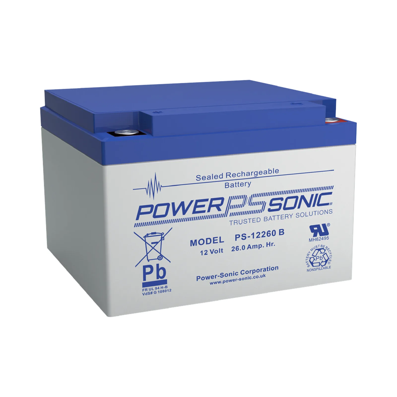 Batería 12V, 26AH, Para Respaldo, Tecnologías AGM/VRLA, 5 Años Vida Útil, Terminales M5, Reconocida UL