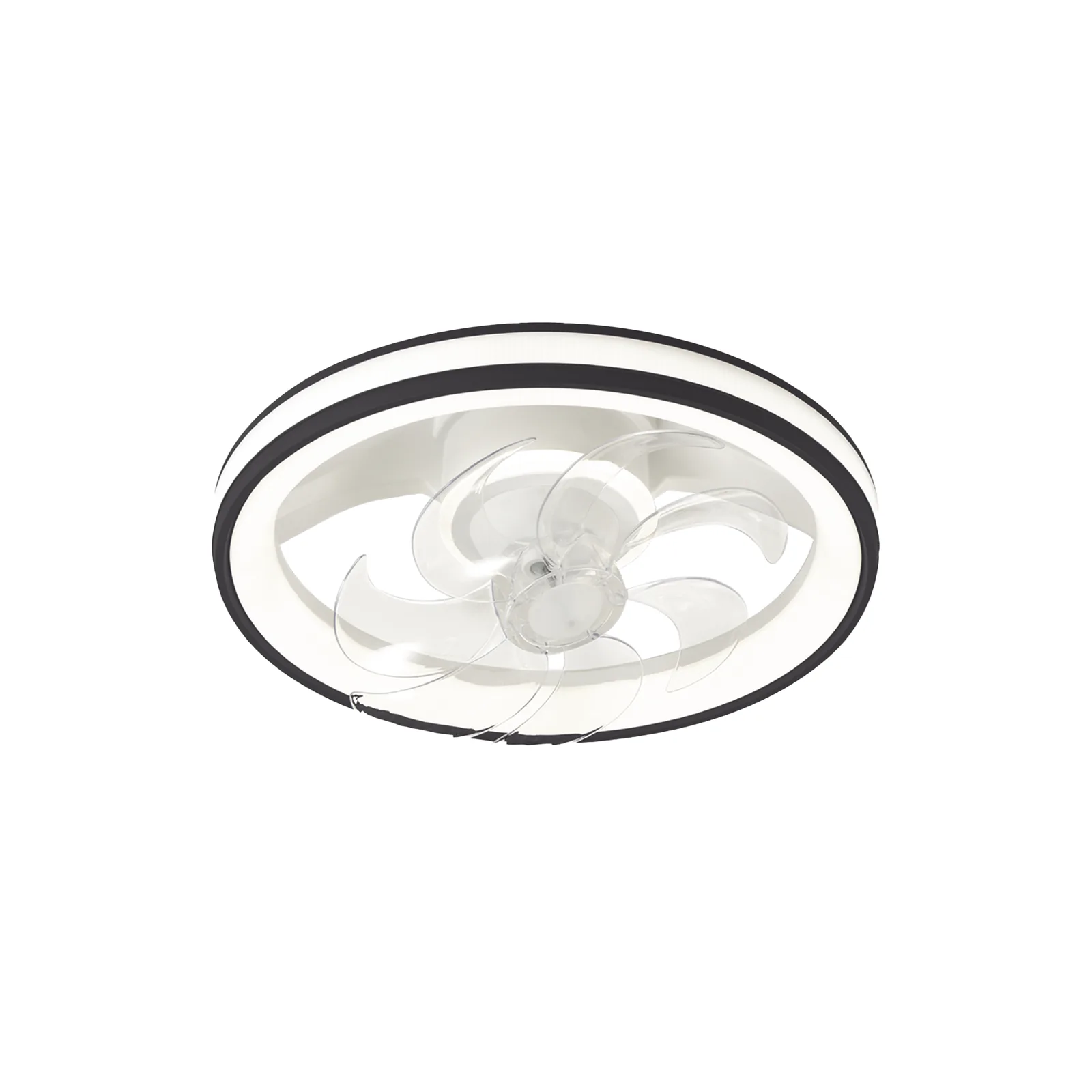 Ventilador de Techo con Luminario LED de 110 V CA 50/60 Hz / 88 W /4500 Lm / 6500 - 4 000 - 2 700 K /3 Tonos de Luz / 501 mm / 6 Velocidades / Dimeable / Color Blanco y Negro.