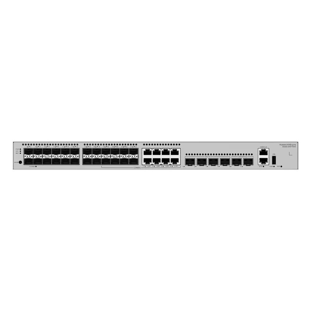 Switch Empresarial Core Gigabit Administrable Capa 3 / 24 puertos 1GE SFP ( Combo con 8 Puertos 10/100/1000 Mbps) / 4 Puertos 10GE SFP+ Uplink / 2 Puertos 10GE SFP+ (Stack) / ERPS / Ruteo Dinámico (RIP, OSPF, IS-IS y BGP) / iStack / Administraci&
