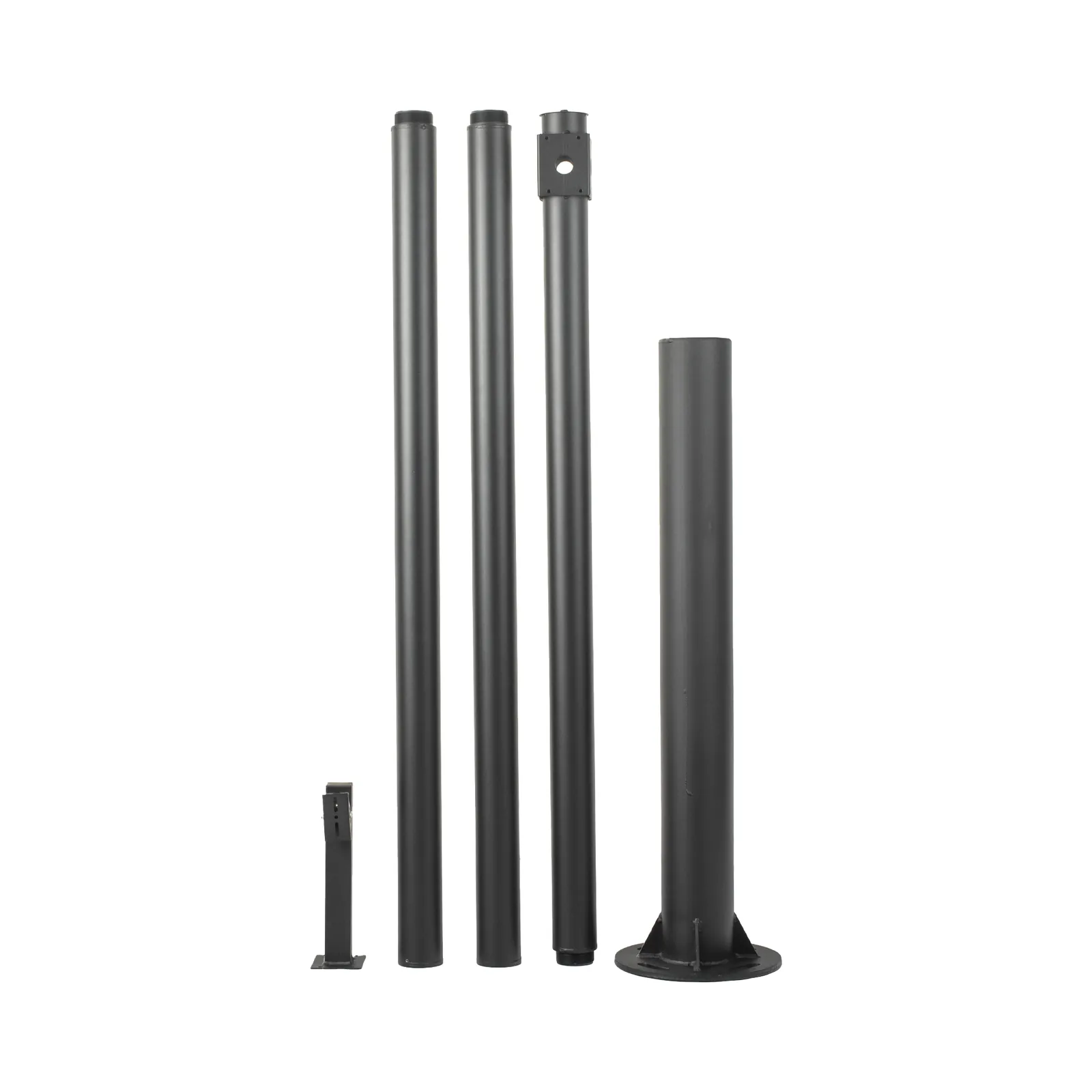 Poste Seccionado de 6 Metros / Especializado para la Instalación de Videovigilancia / Incluye Base de Cimentación y Brazo para Cámara PTZ / Color Negro